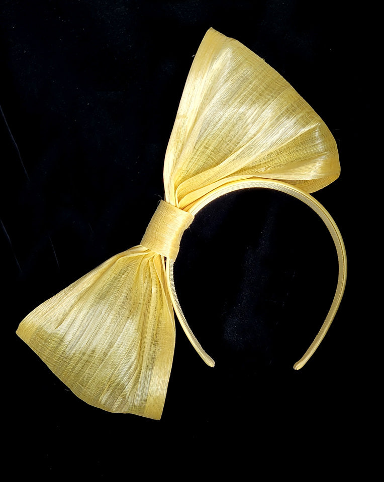 Race Day Crown & Fascinators - Yellow Bow Headband by Loren at Kezani | Perfect for Kentucky Derby, Weddings & Special Events