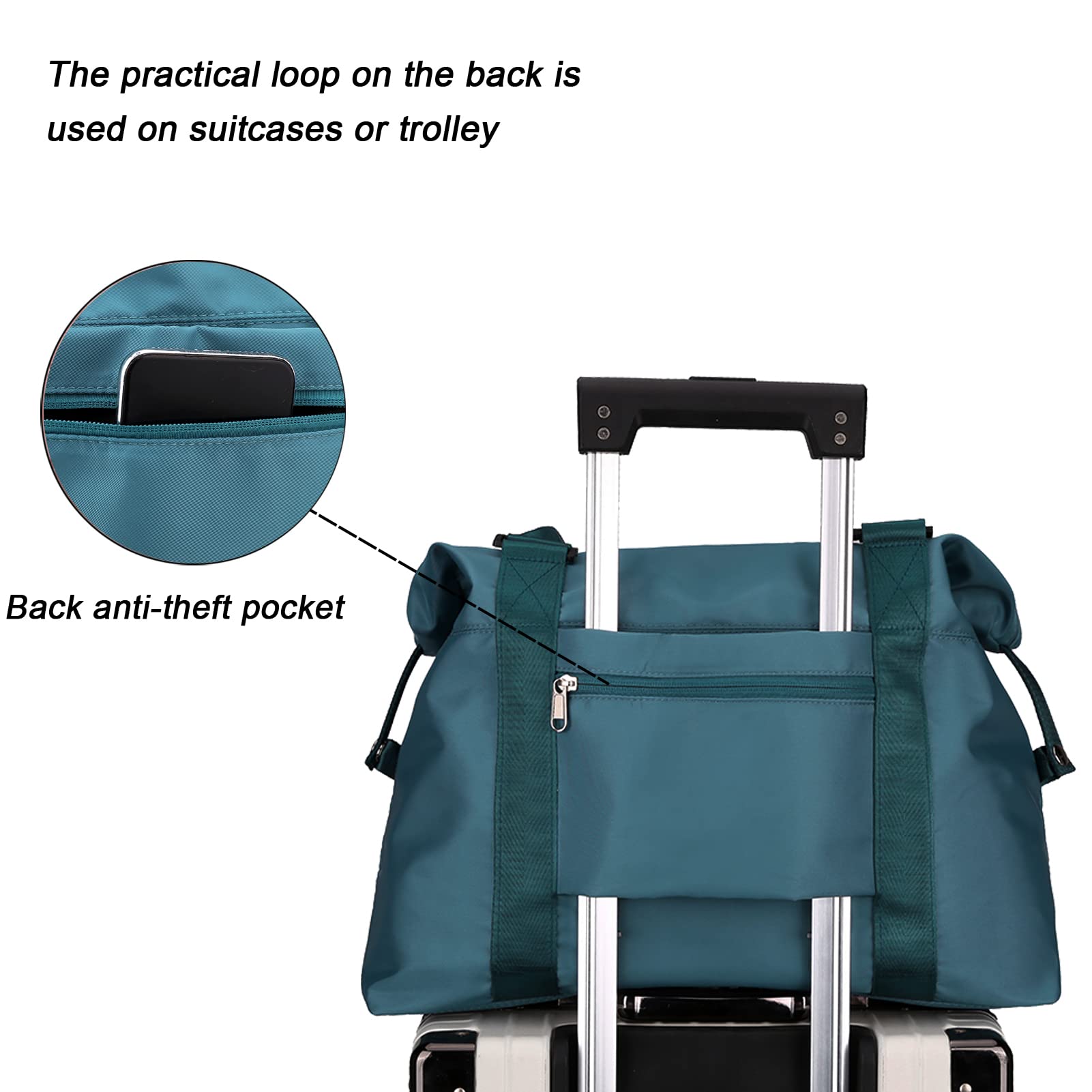 Forestfish Women's Duffle Tote Bag - Large Weekender Travel Bag with Trolley Sleeve - Perfect for Gym, Overnight Trips & Airplane Carry-On