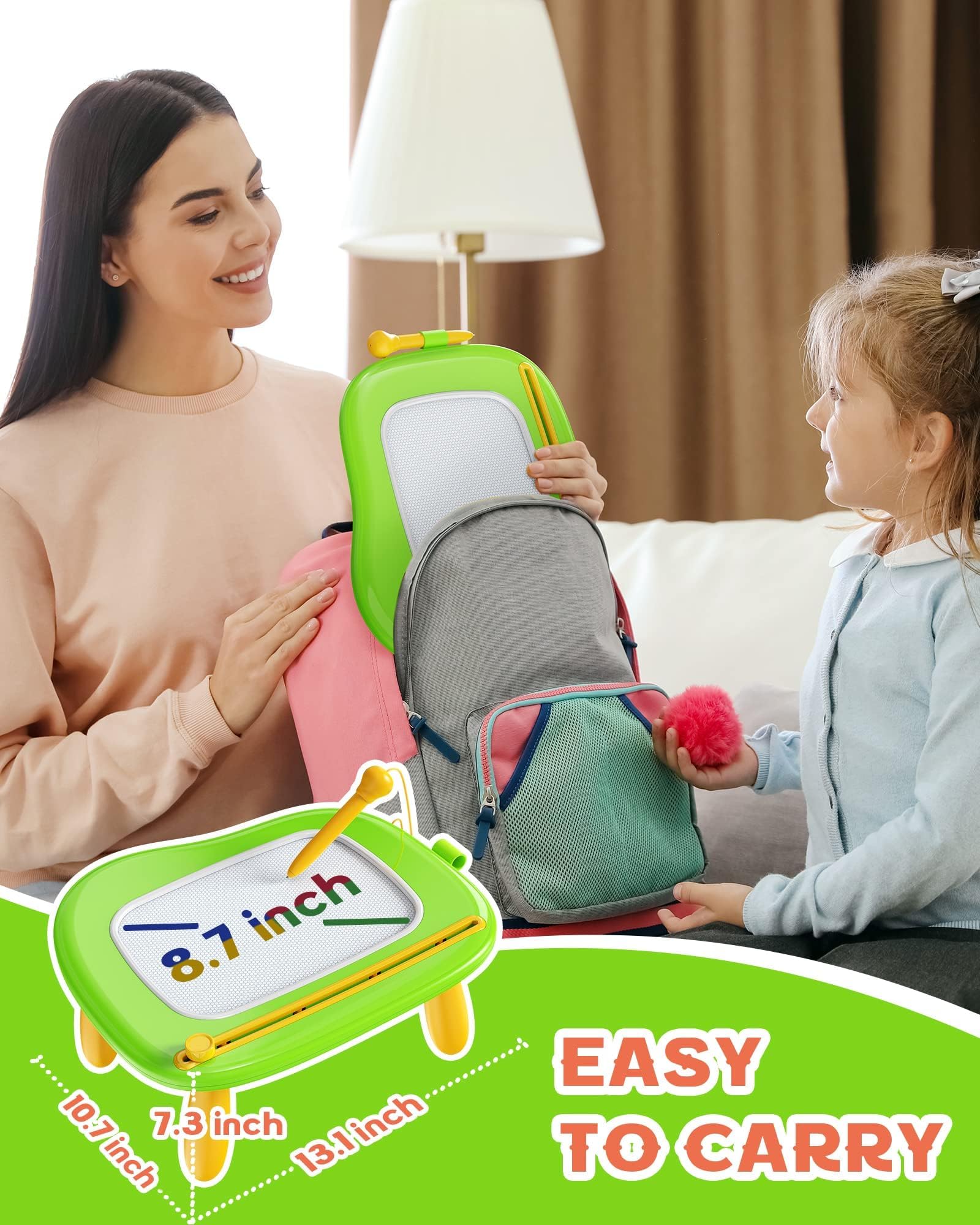 Bravokids Magnetic Drawing Board - Toddler Doodle Toy for Boys & Girls 1-3 Years - Educational Learning & Travel Activity