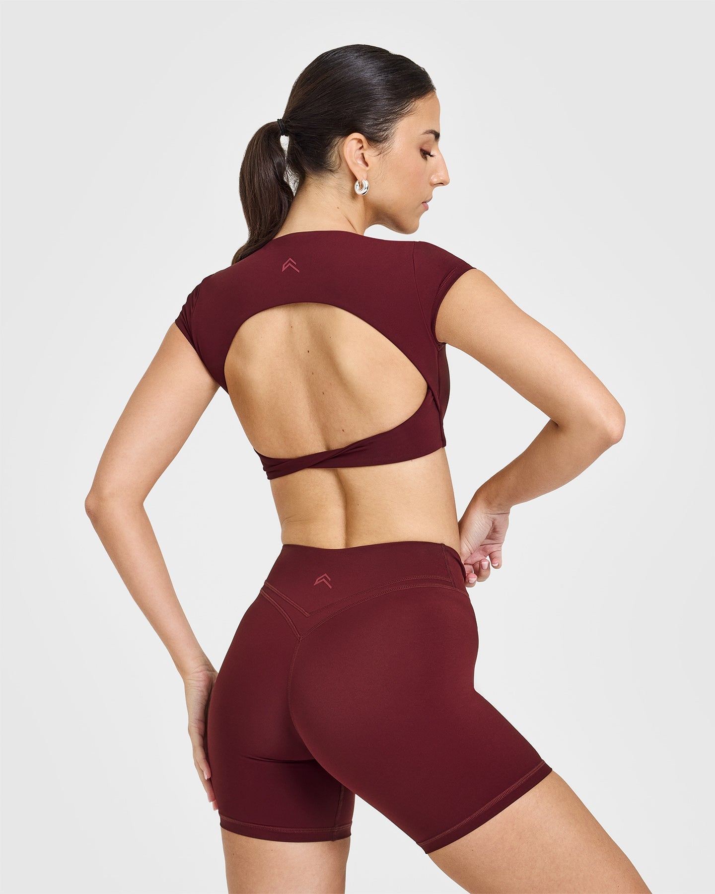 Trendy Rosewood Twist Front Short Sleeve Crop Top for Women - Perfect for Summer Outfits, Beach Vacations & Casual Street Style