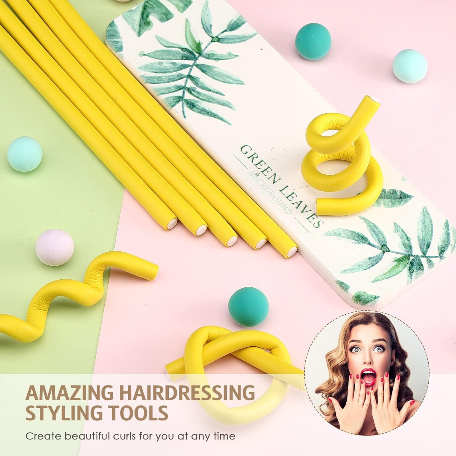 Sweetpea Fx Flexible Curling Rods - No Heat Hair Curlers Set with Twist Foam Rollers for Short & Long Hair - Includes Steel Pintail & Rat Tail Comb (0.3x7 Inch, Extra Small, 10PCS) - Perfect for Beach Waves, Overnight Curls & Salon-Style Styling at Home