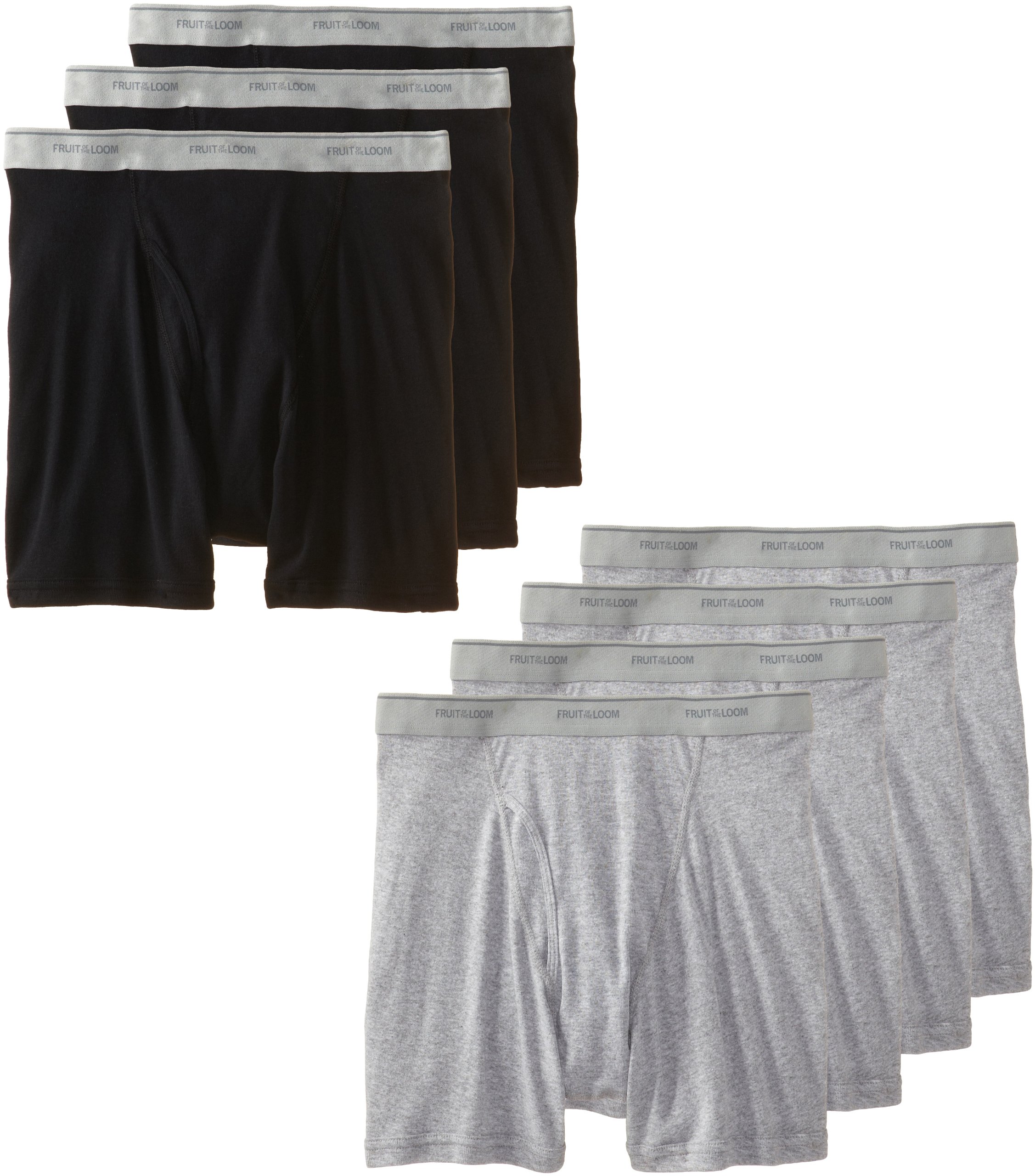 Fruit of the Loom Men's Cotton Boxer Briefs 7-Pack - Soft Breathable Underwear for Everyday Comfort & Active Lifestyle