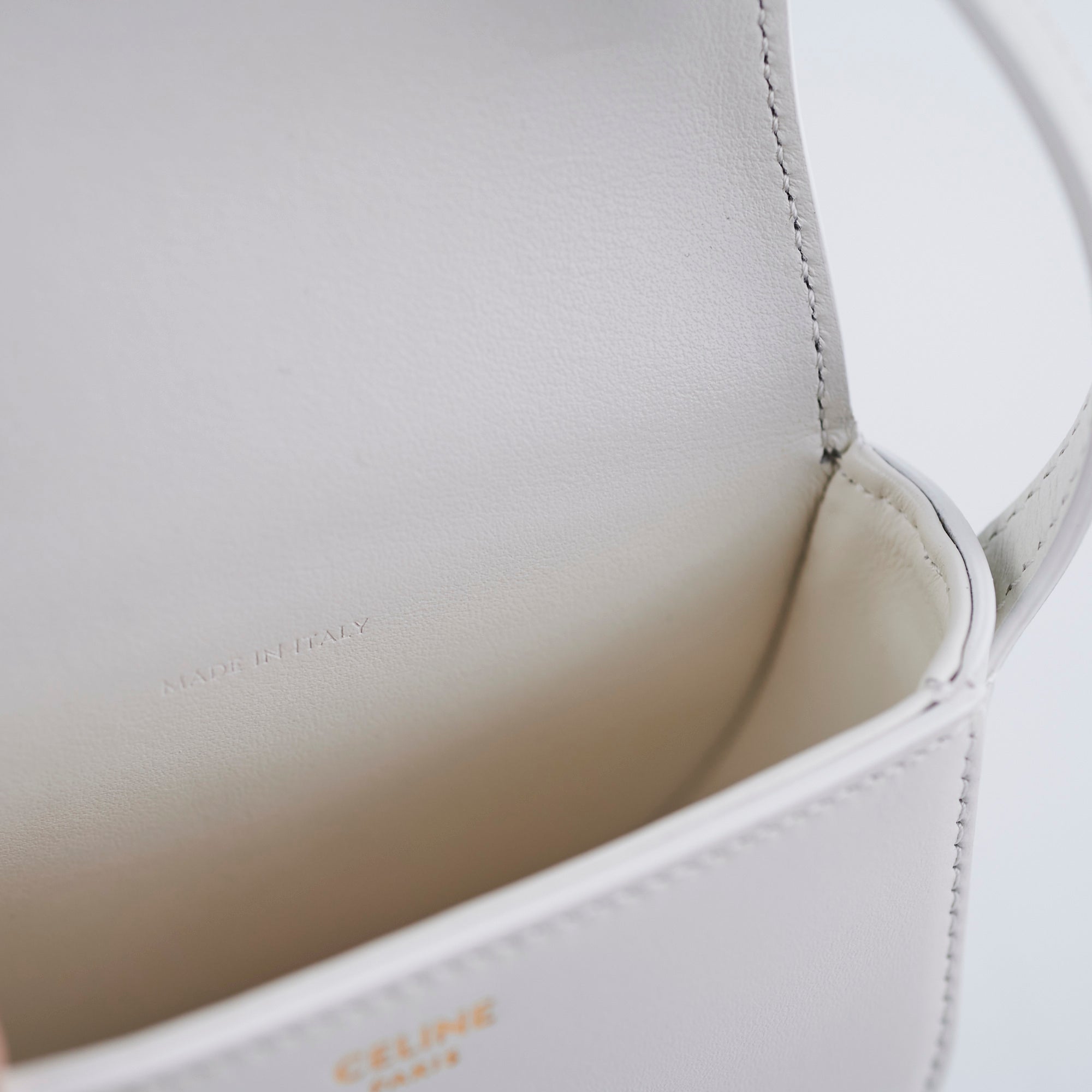 Celine Cuir Mini Triomphe White Leather Crossbody Bag for Women | Luxury Designer Handbag for Everyday Use, Date Night & Travel