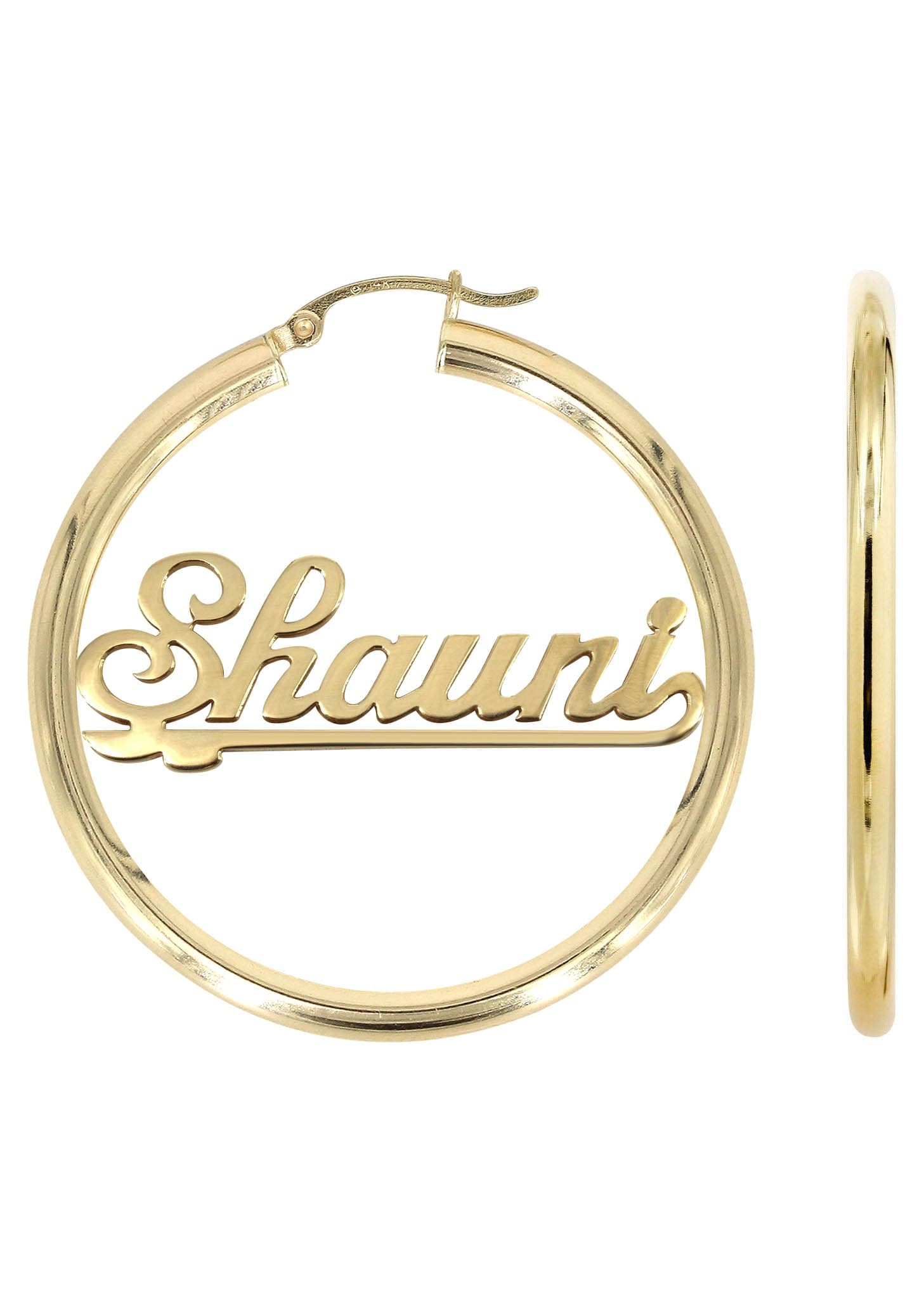 14K Gold Name Plate Hoop Earrings for Women - Personalized Custom Engraved Jewelry Gift for Her - Perfect for Everyday Wear, Parties & Special Occasions