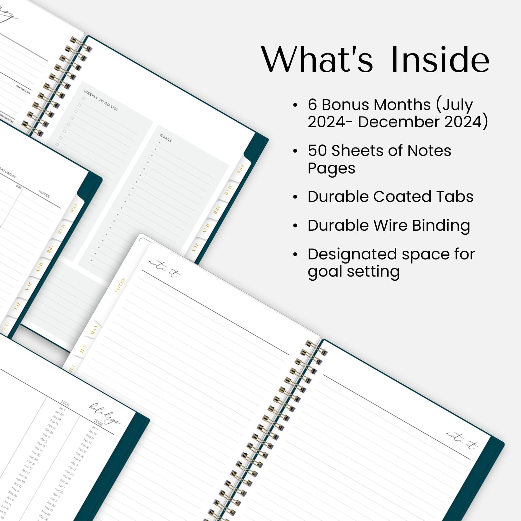 Blue Sky Life 2025 Weekly & Monthly Planner - 8.5 x 11 Inch Wirebound Notebook with Frosted Cover, Laminated Tabs & Storage Pocket - Perfect for Office, School & Personal Organization (Leah Design)