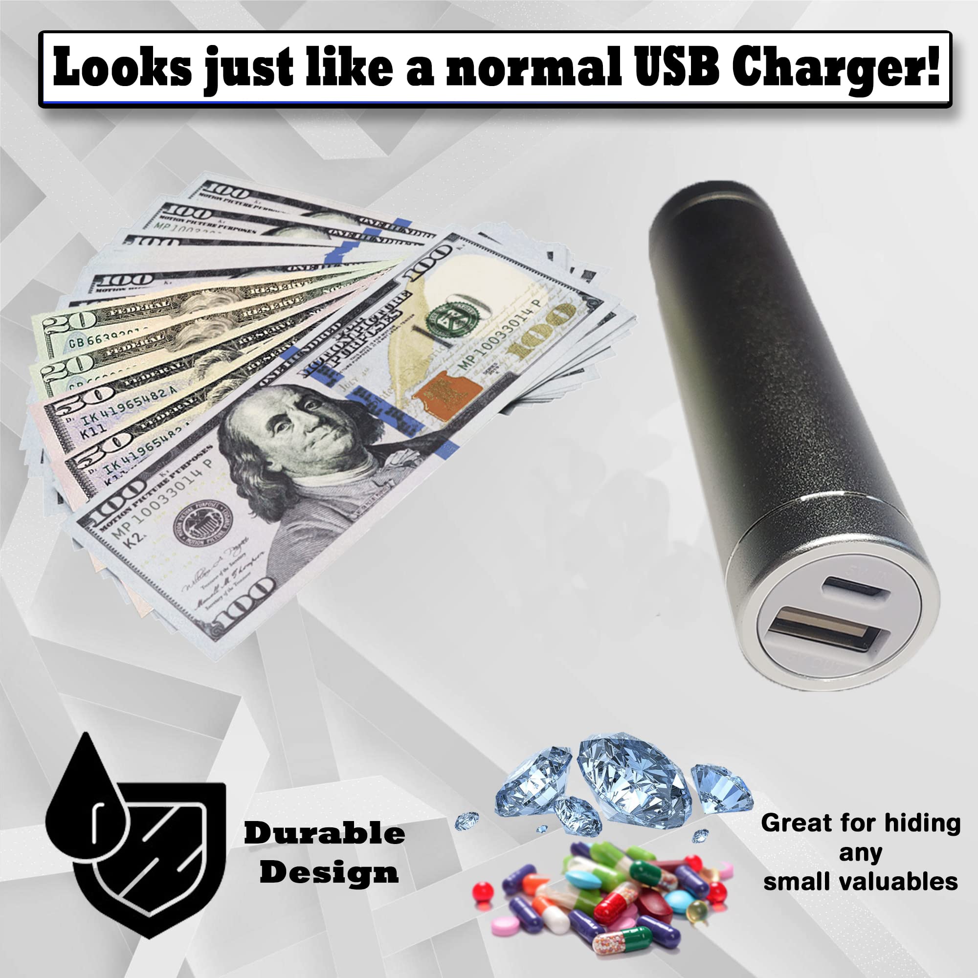 Realistic USB Charger Diversion Safe with Secret Stash Compartment - Hidden Storage for Cash, Jewelry & Valuables | Perfect for Home Security, Travel & Emergency Hideouts