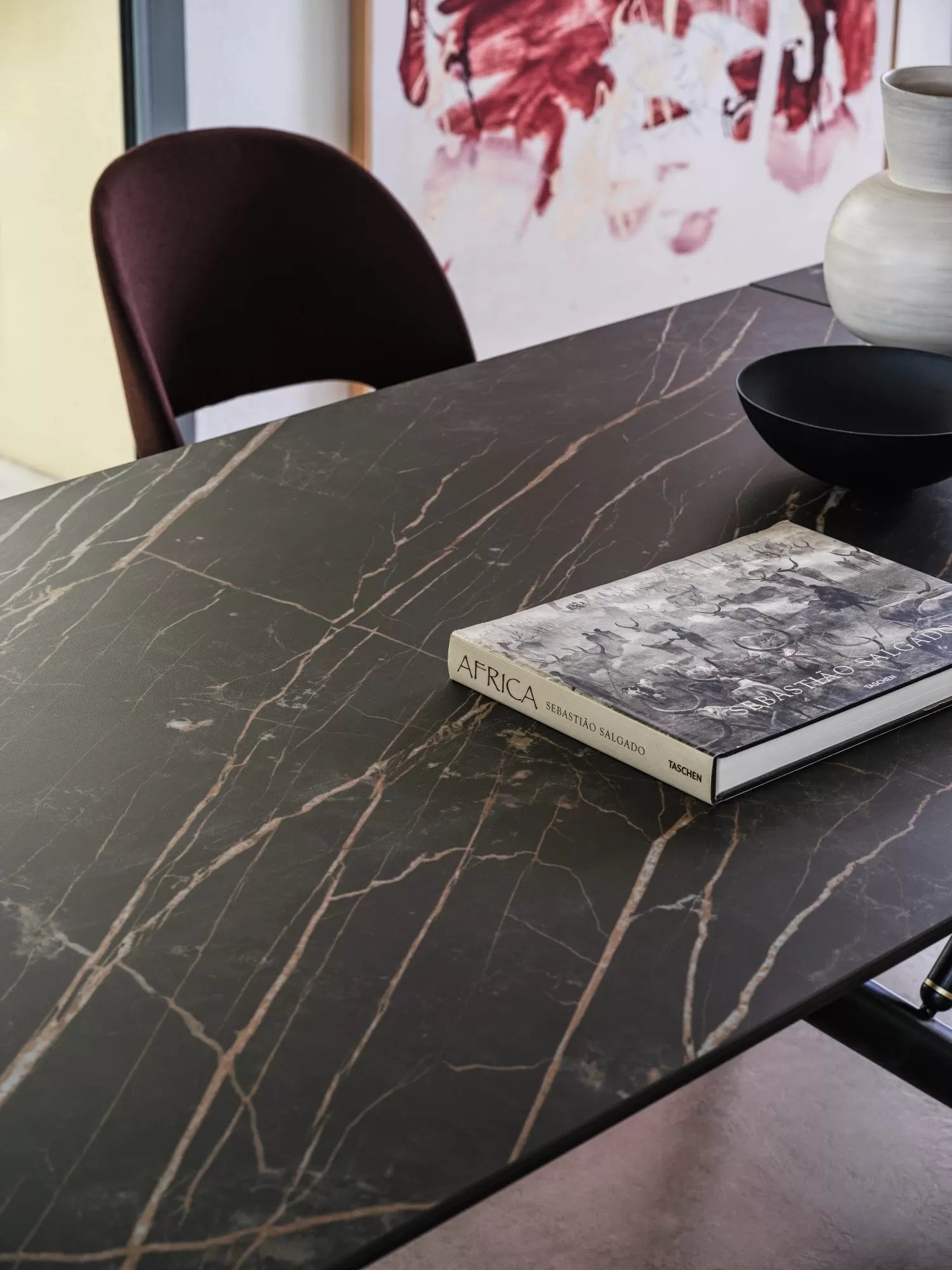 Extendable Marble & Ceramic Dining Table - Expandable Bridge Design for Small Spaces | Perfect for Apartments, Kitchens, and Dining Rooms