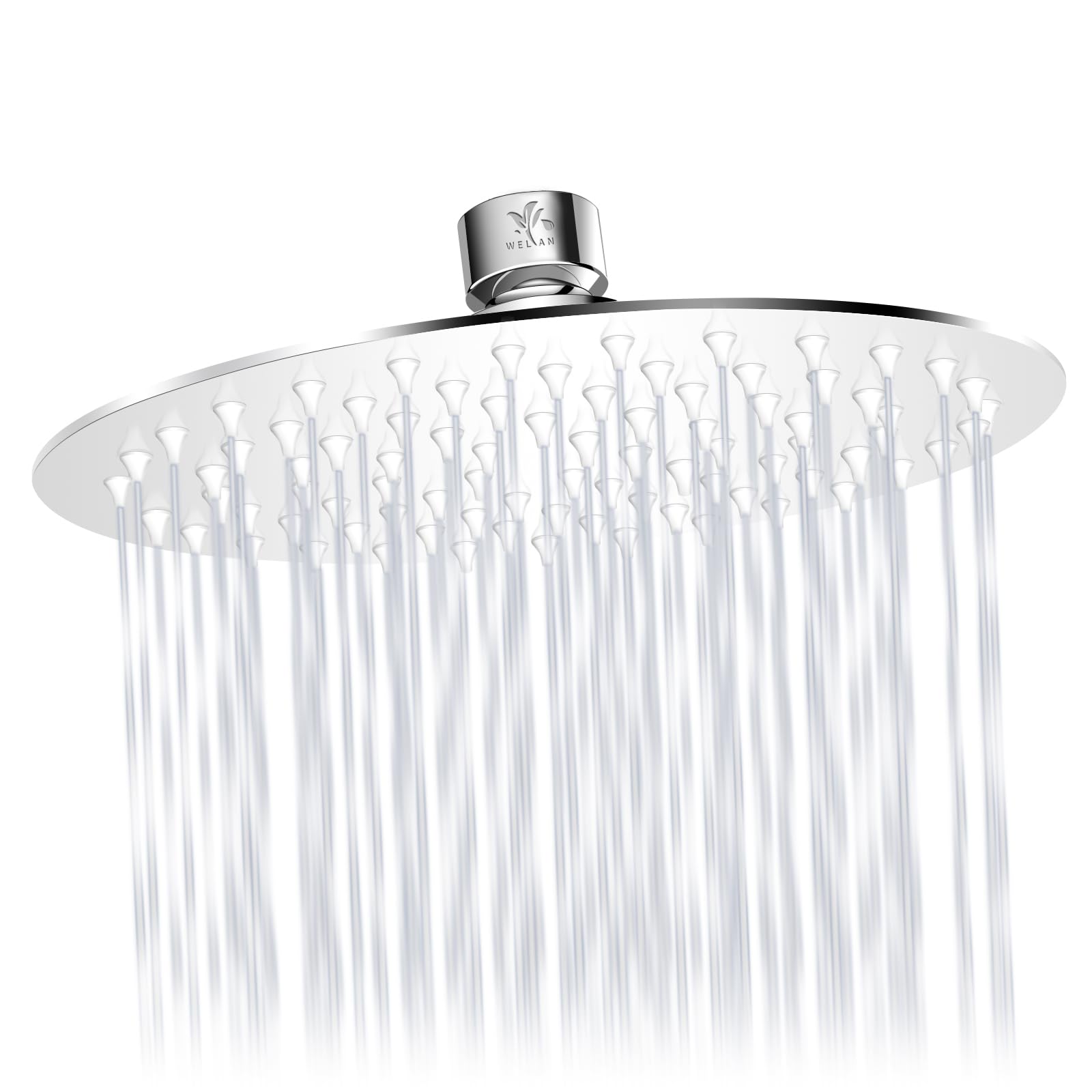 Premium 12 Inch Stainless Steel Rain Shower Head - 304 Stainless Steel Round Showerhead with Anti-Clog Silicone Nozzles for Luxurious Spa-Like Bathroom Experience - Perfect for Master Bath, Hotel Style Renovations & Relaxing Rainfall Showers