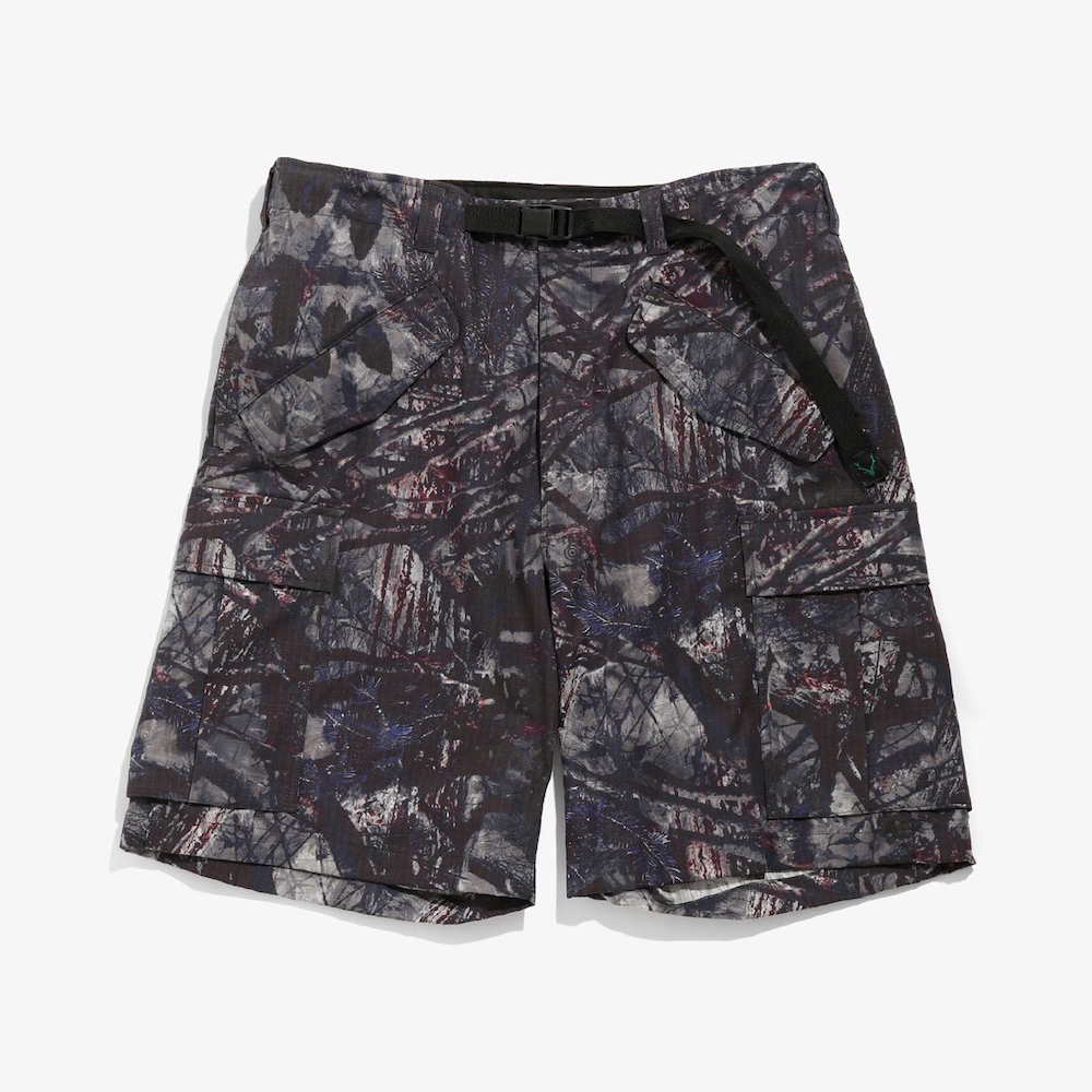 Ripstop BDU Belted Shorts - Grey Camo Tactical Pants for Outdoor Adventures & Military Style