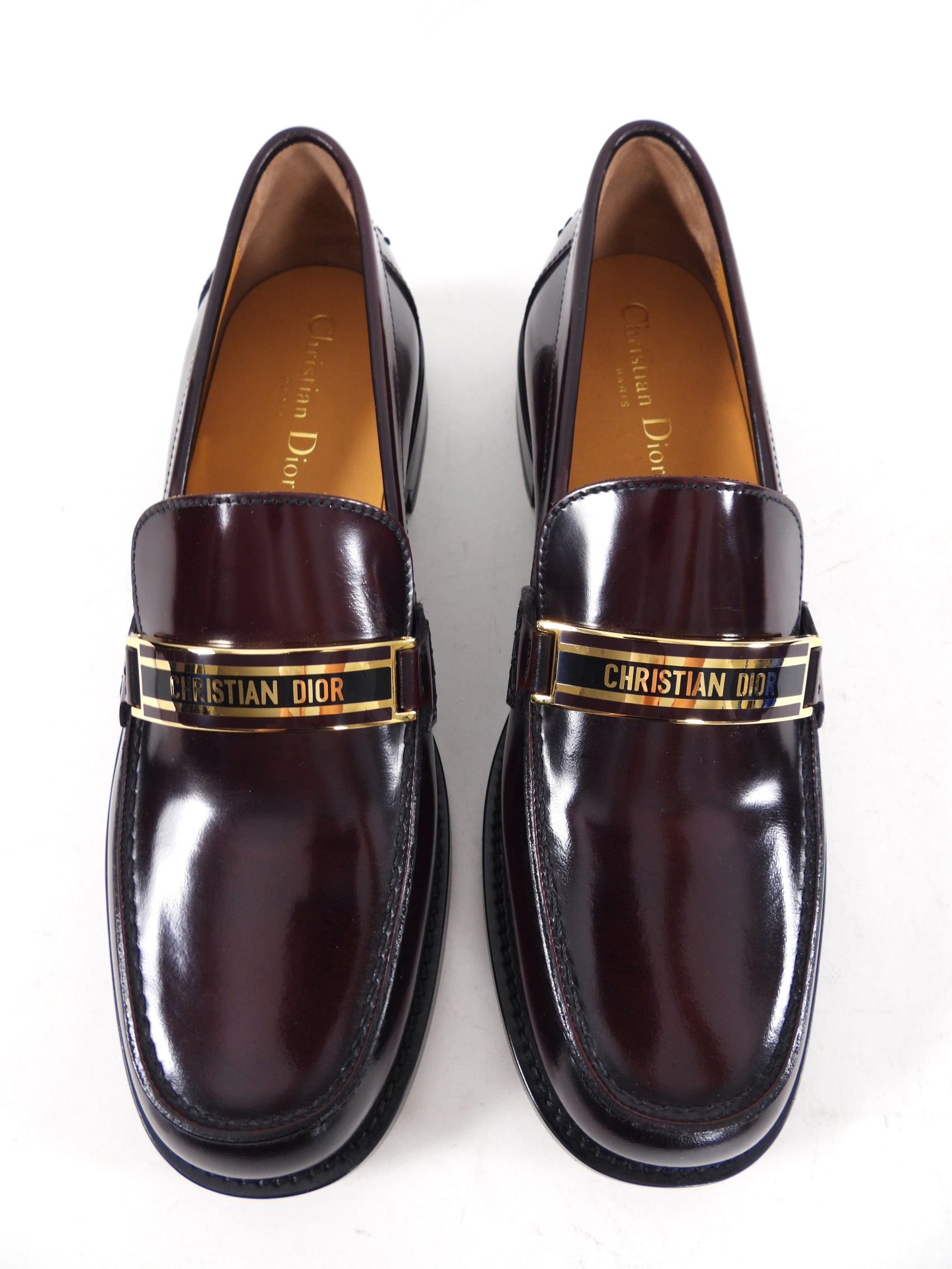 Dior Dark Mahogany Brown Monogram Logo Plaque Loafers Size 39.5/9 - Luxury Designer Slip-On Shoes for Men, Perfect for Business Casual & Formal Occasions