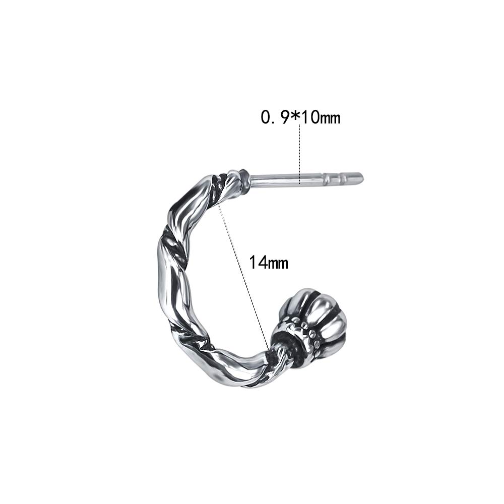 Vintage Half Hoop Stud Earrings - 316L Stainless Steel Curved Post Earrings for Men - Gothic Hip Hop Style Jewelry Gift - Perfect for Parties, Concerts and Everyday Wear