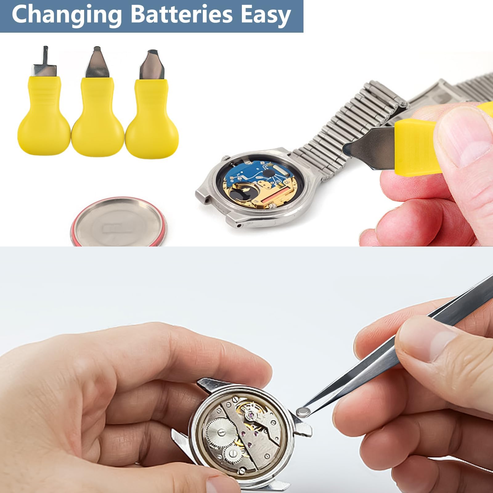 6 in 1 Professional Watch Repair Kit with Watch Press Tool & Battery Replacement - Includes Watch Back Remover, Case Opener & Adjustable Tools for DIY Watch Maintenance - Perfect for Watchmakers, Jewelers & Home Watch Repair Enthusiasts