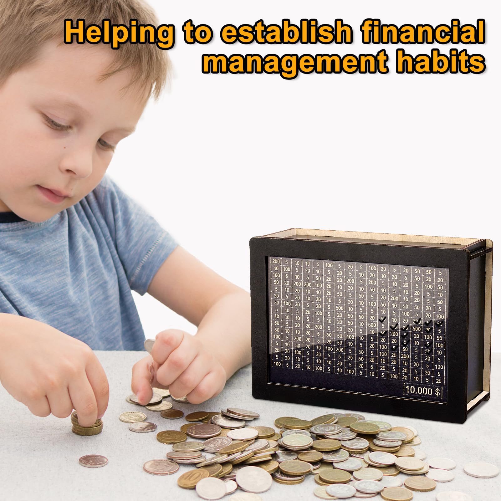Wooden Cash Vault Savings Box with Digital Counter - Retro Money Saving Bank for Kids & Adults (10,000 Challenge, Black) - Perfect for Home Budgeting, Piggy Bank Alternative & Financial Education Gift