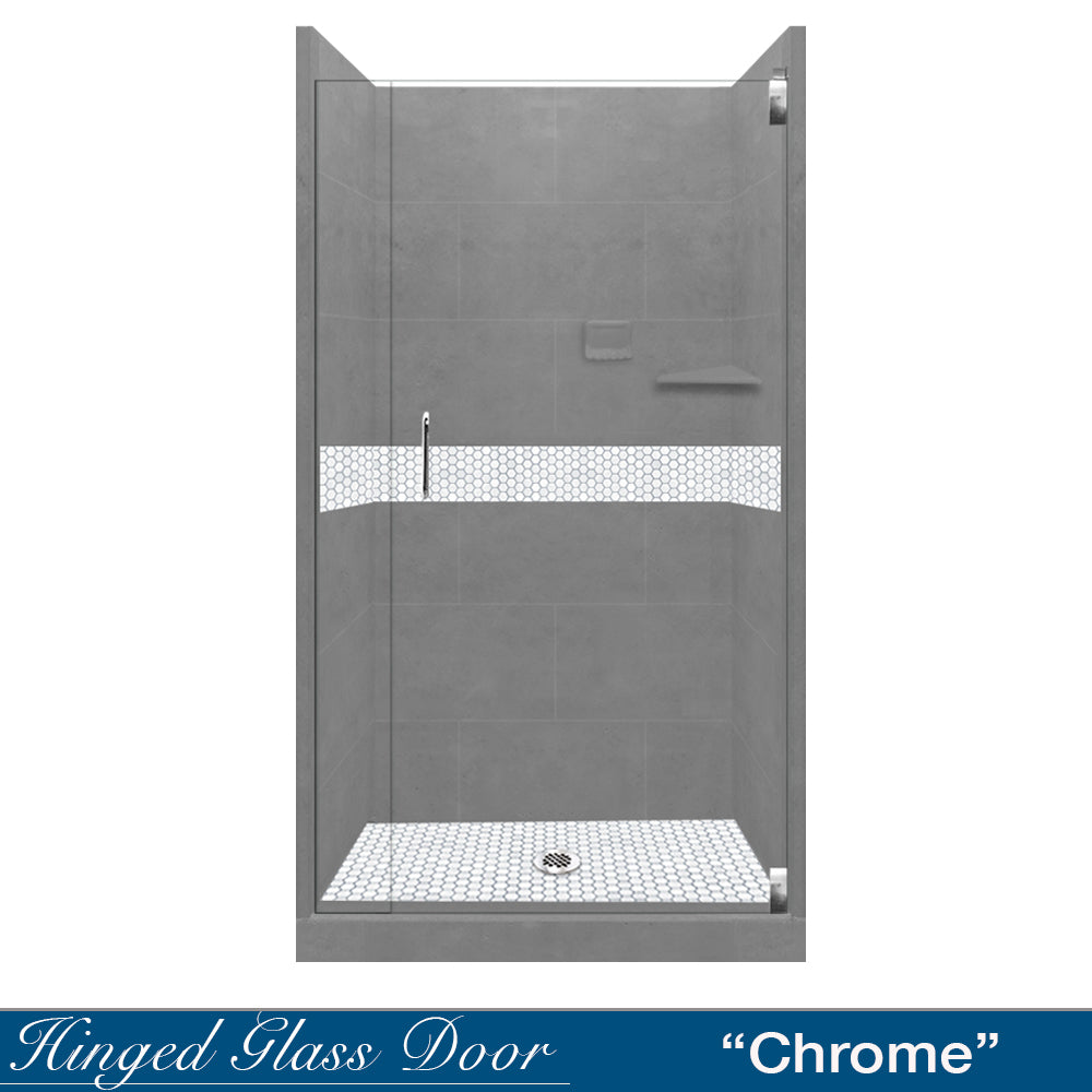 Alcove Wet Cement Sistine Stone & Pearl Hex Mosaic Tile - DIY Shower Remodel Kit for Bathroom Backsplash, Flooring, and Accent Walls