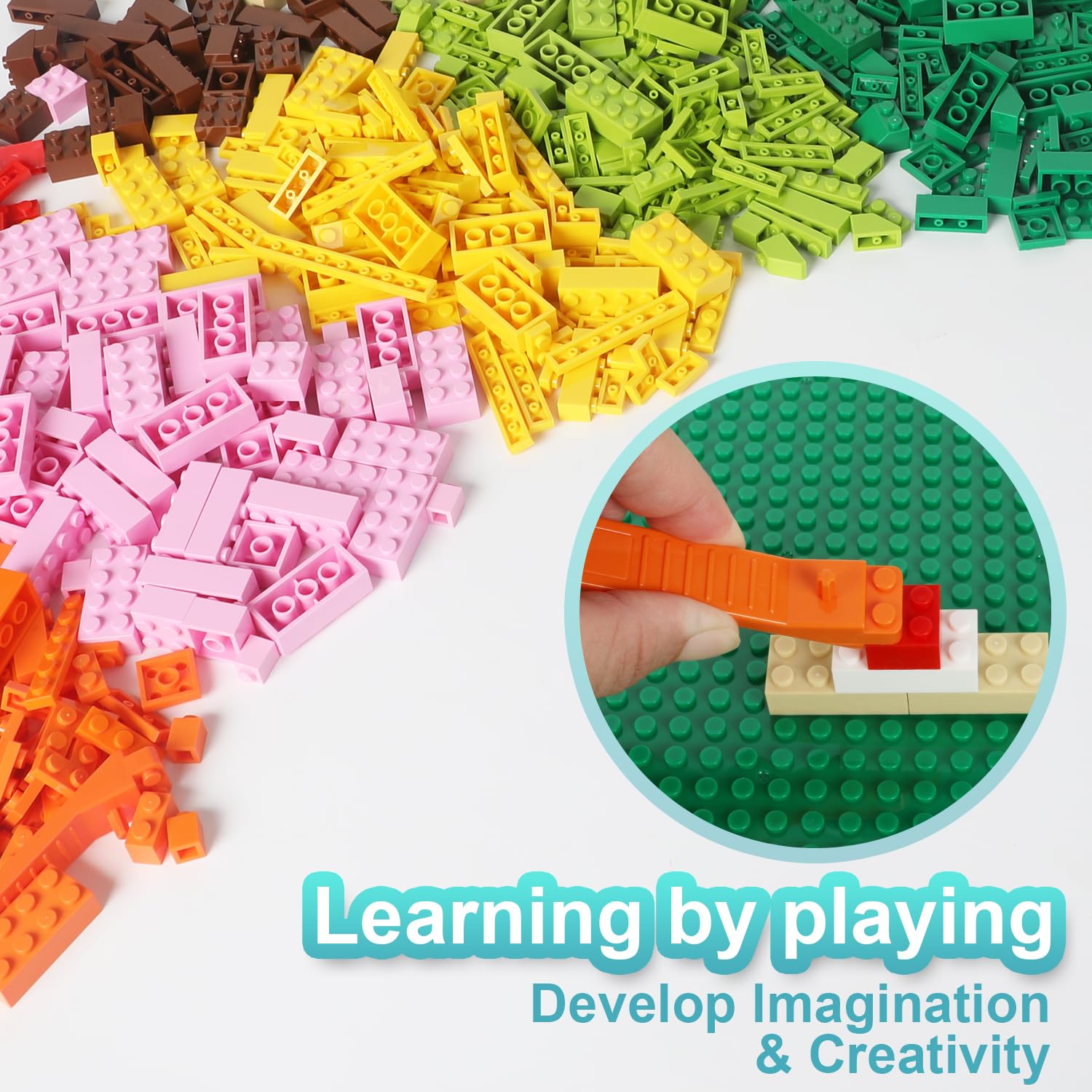 300-Piece Bulk Building Bricks Set - Classic Lego-Compatible Blocks in Random Colors & Shapes for Kids' Creative Play, STEM Learning & DIY Projects