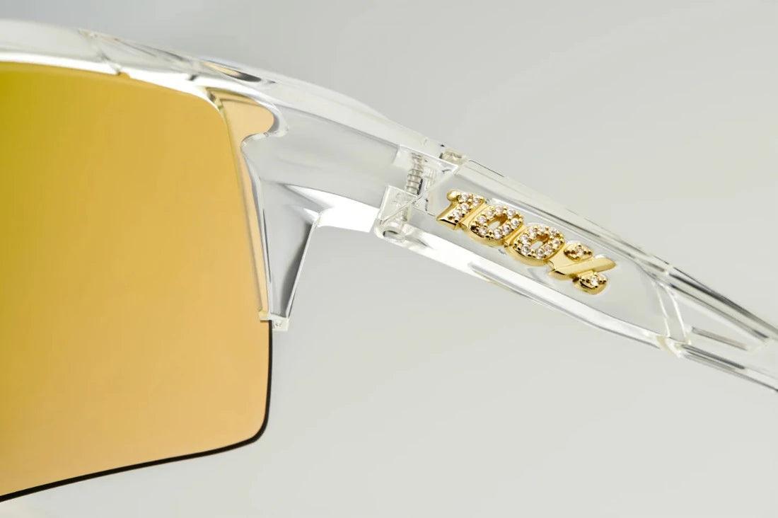 Speedcraft LE Money Mike 24 Sunglasses - Polished Crystal Clear Frame with Signature Gold HiPER Lens - UV Protection for Outdoor Sports & Fashion
