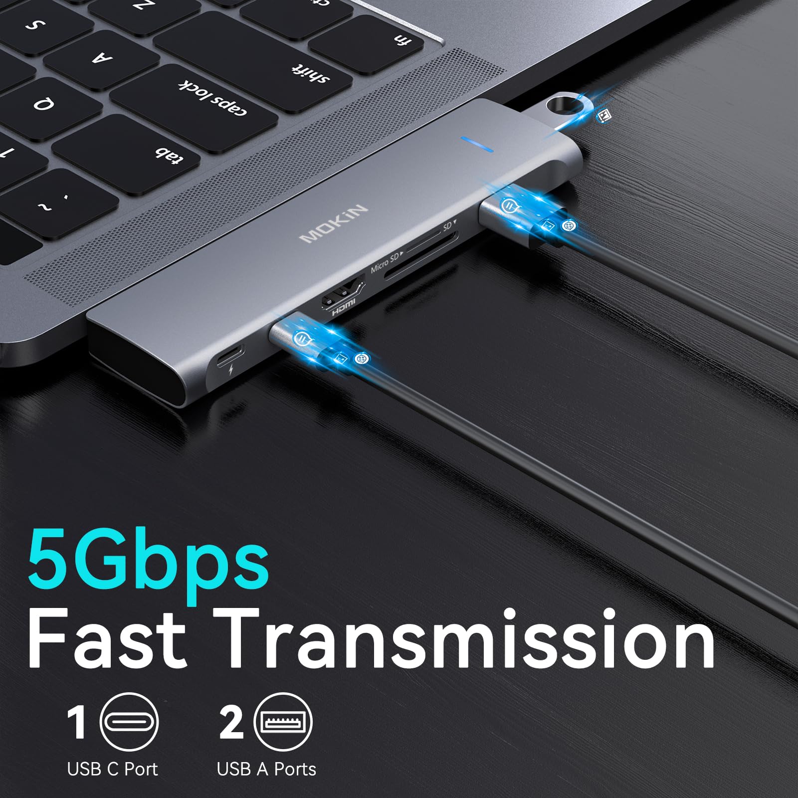 7-in-1 USB C Hub Adapter for MacBook Pro 2023/2022/2021 & MacBook Air M1/M2/M3 - Thunderbolt 3 Dock with 4K HDMI, 2 USB 3.0 Ports, SD/TF Card Reader, 100W PD Charging - Perfect for Work, Travel & Home Office Setup