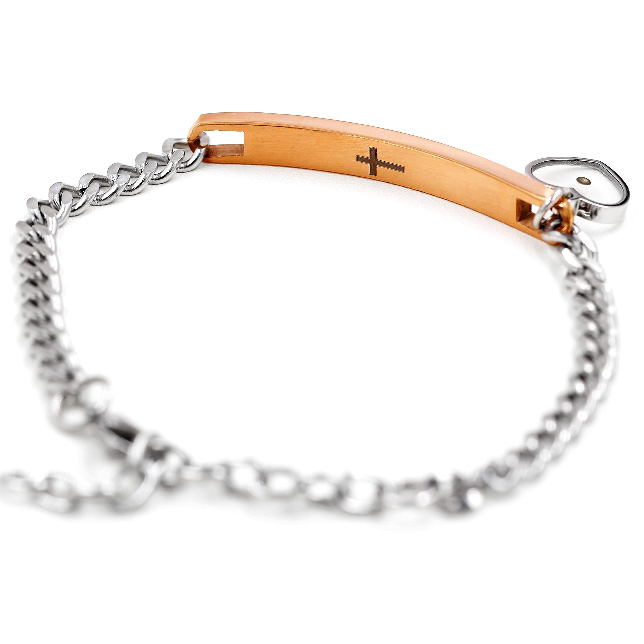 Uloveido Stainless Steel Chain Bangle Bracelet - Engraved 'Faith as Small as Mustard Seed Can Move Mountains' Y1133 - Elegant Religious Jewelry for Women, Perfect for Church, Weddings & Daily Wear