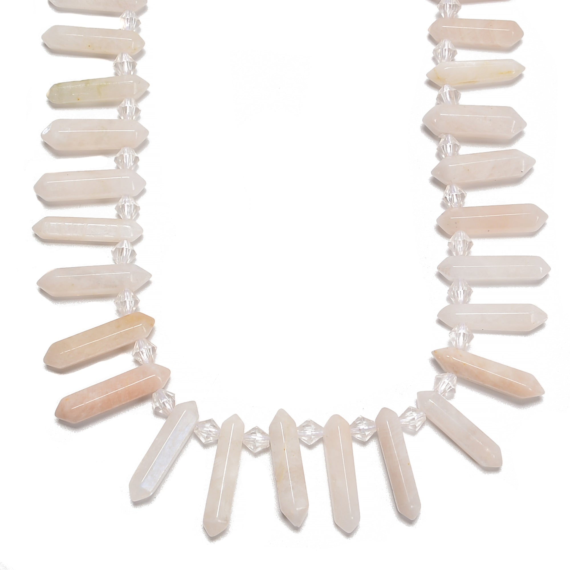Natural Rainbow Moonstone Faceted Beads - 6x20mm & 6x25mm Graduated Top Drill Points - 15.5