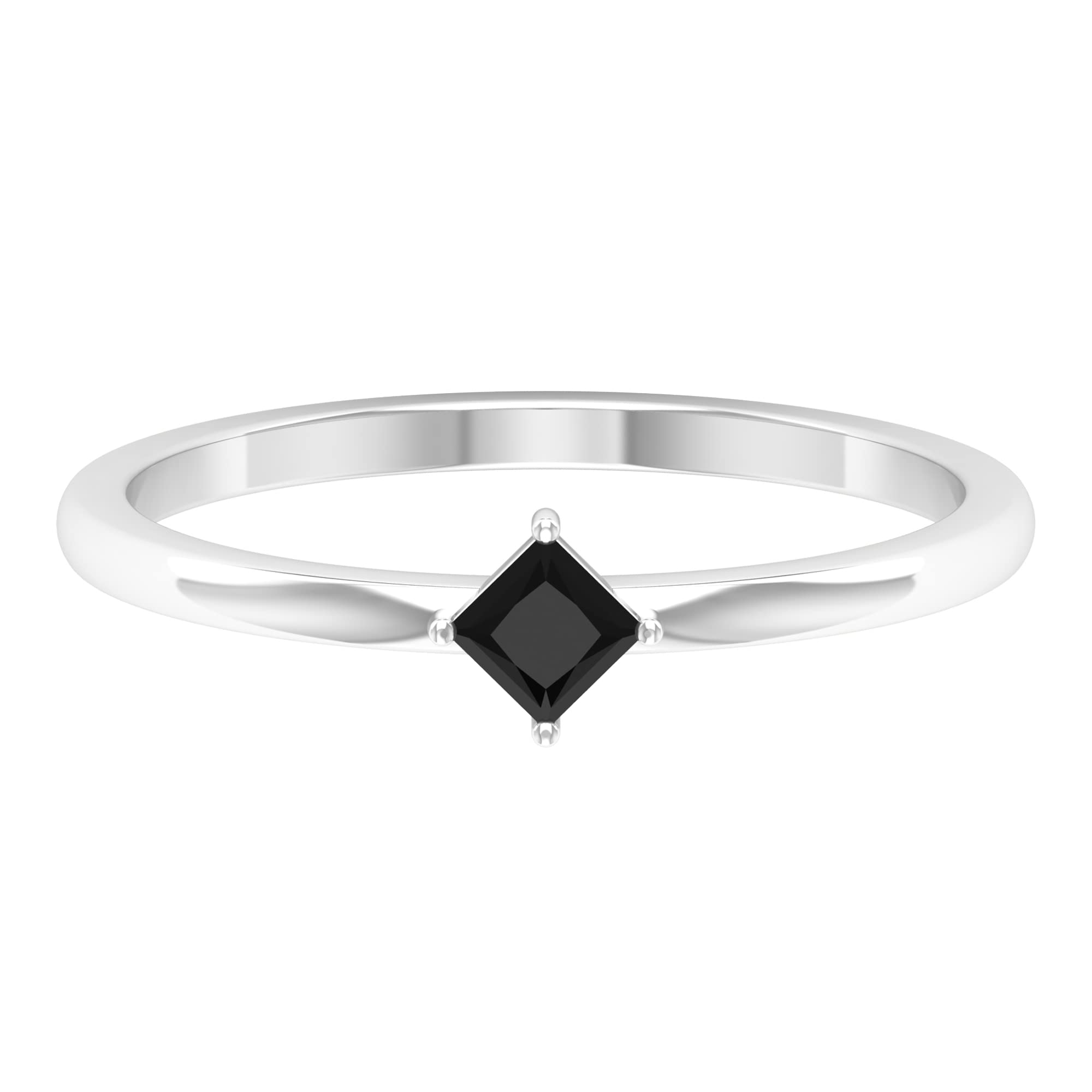 Princess Cut Black Spinel Ring for Women - 14K Solid Gold August Birthstone Jewelry - Elegant Solitaire Engagement & Anniversary Gift for Her - Perfect for Weddings, Date Nights & Special Occasions
