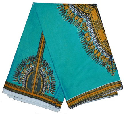 Turquoise African Print Fabric DPAP198 - Vibrant Ankara Wax Cotton for Dresses, Skirts & Home Decor | Perfect for DIY Fashion & Cultural Events