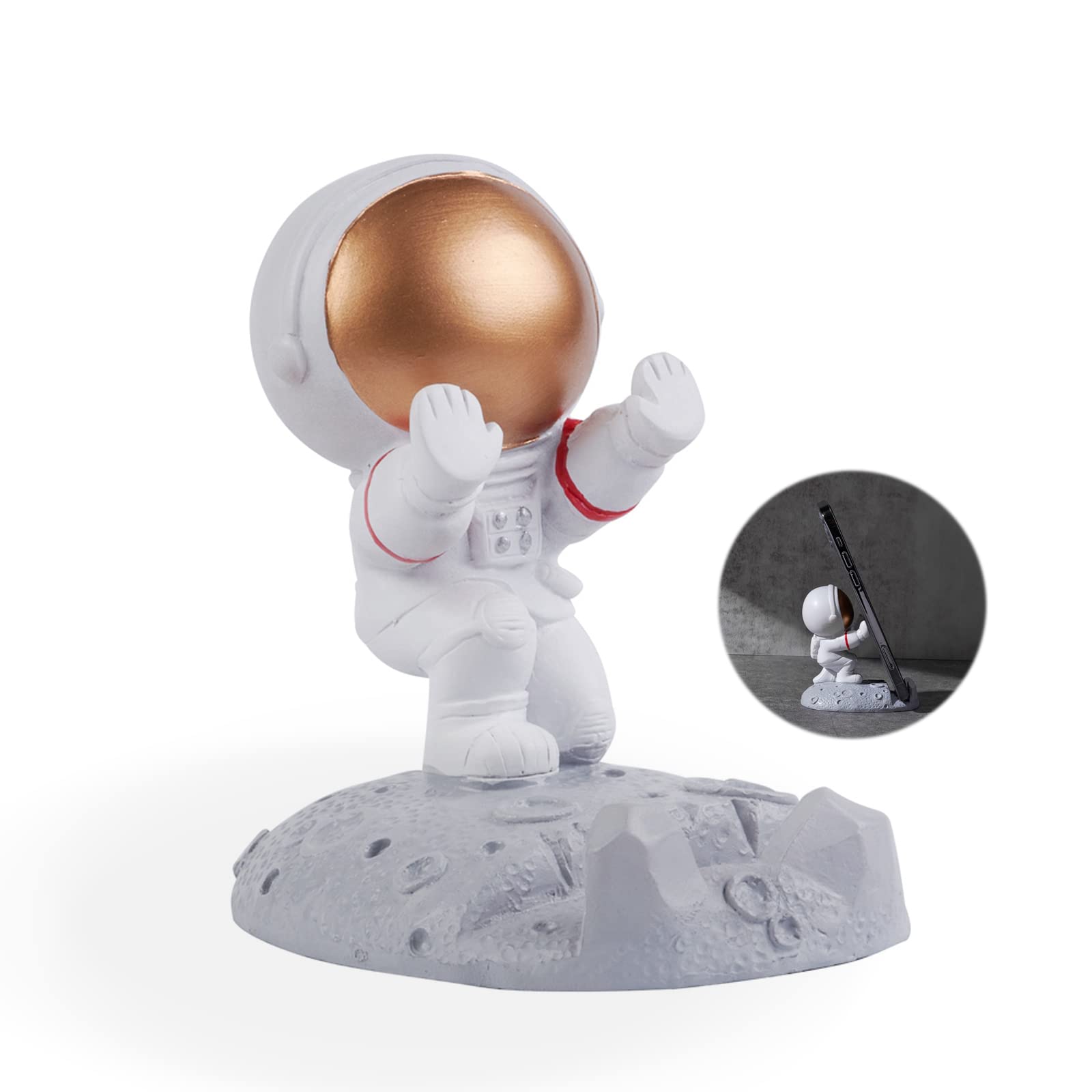 Creative Astronaut Cell Phone Stand - Spaceman Phone Holder for Desk, Pushing Hands Design | Perfect for Office Decor, Gift Ideas & Space-Themed Room Accessories