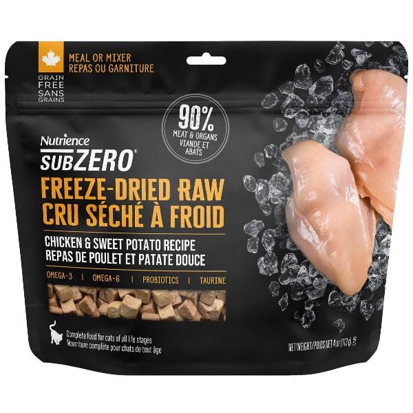Nutrience SubZero Freeze Dried Raw Cat Food with Chicken & Sweet Potato - High Protein Grain-Free Recipe for Indoor & Outdoor Cats - Perfect for Travel, Training & Mealtime Toppers