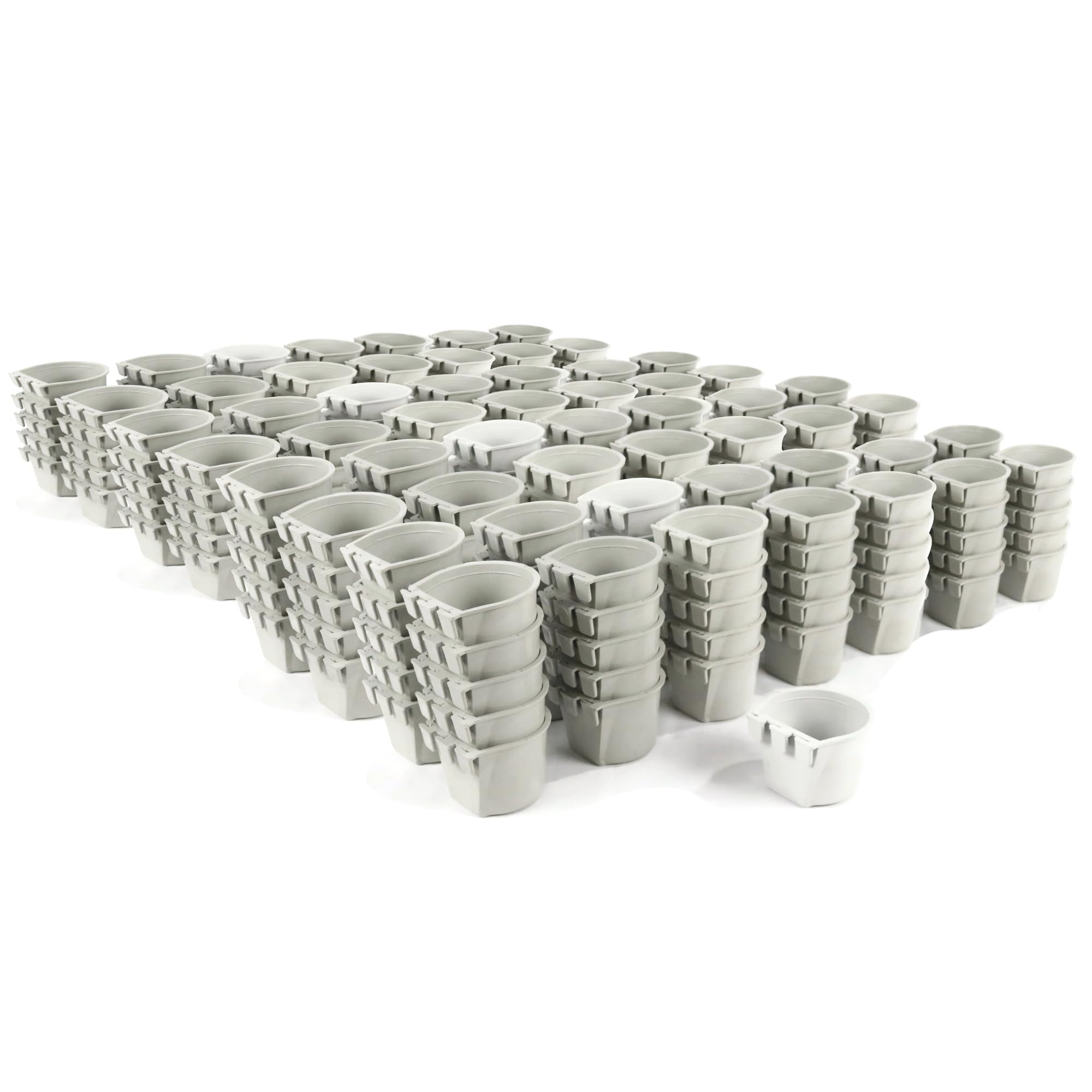 300-Pack Gray Cage Cups for Poultry, Duck, Bird & Hamster Feed & Water - Durable Plastic Feeder & Waterer for Chicken Coops, Aviaries & Small Pet Cages