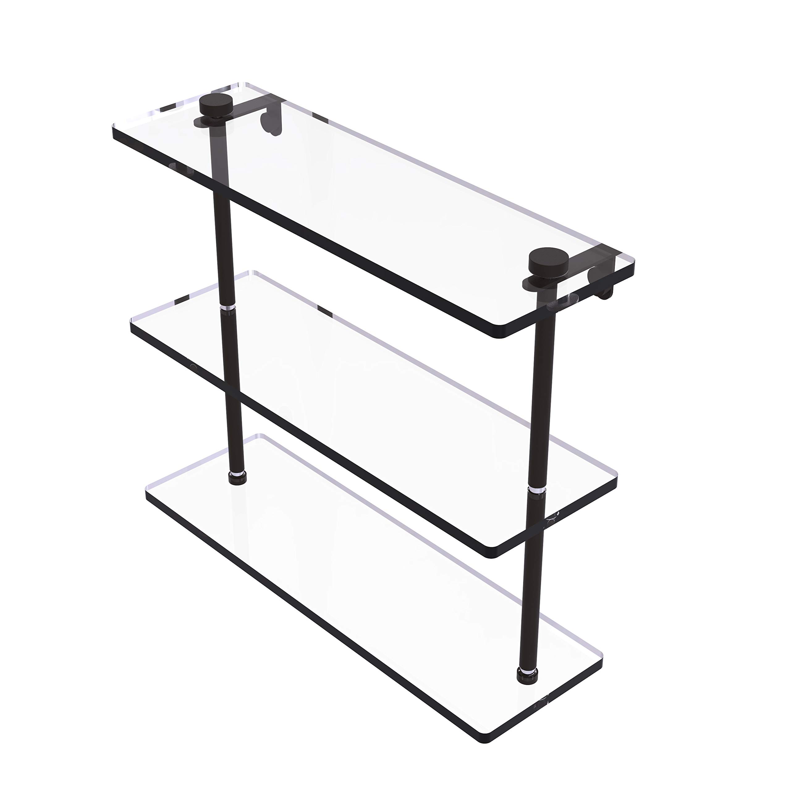 Allied Brass NS-5/16 16 Inch Triple Tiered Glass Shelf - Oil Rubbed Bronze Finish for Bathroom, Kitchen & Living Room Storage & Display