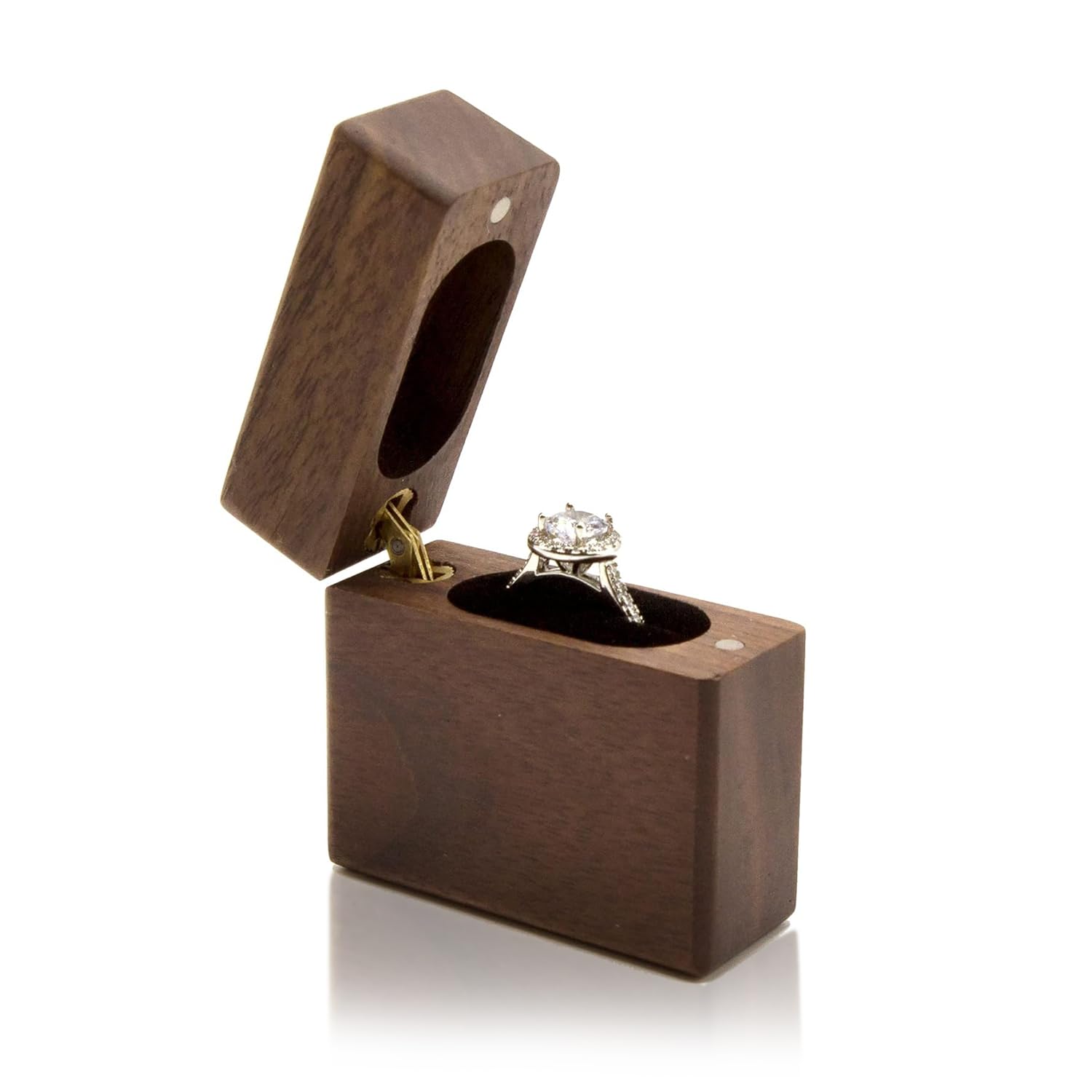 MUUJEE Slim Wooden Engagement Ring Box - Pocket Size Secret Ring Holder for Wedding, Proposal & Ring Bearer - Perfect for Surprise Proposals, Ceremonies & Gifts