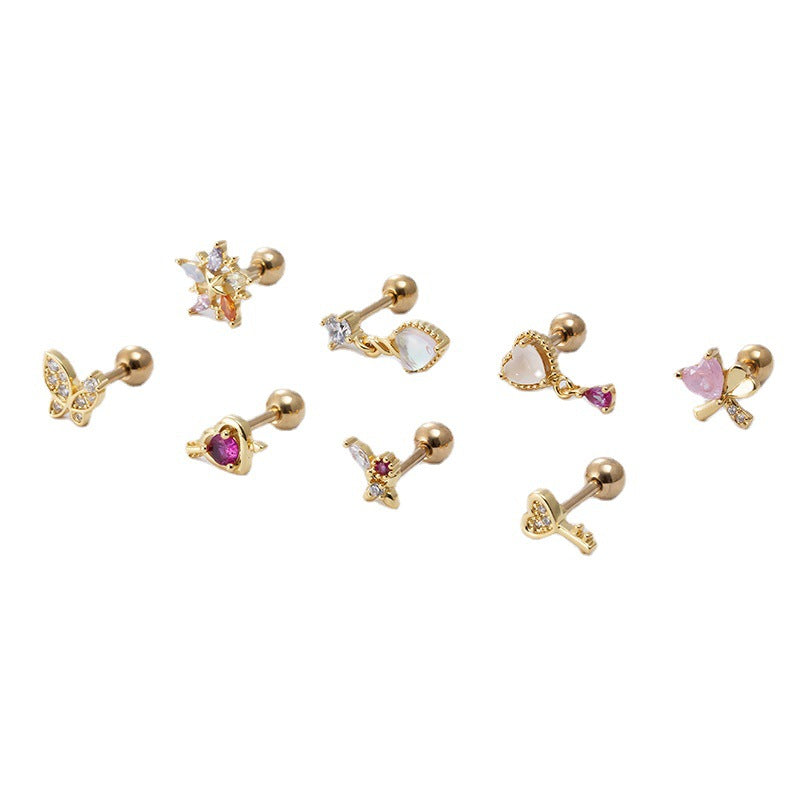 16G Surgical Steel Cartilage Earrings - Butterfly Flower Studs for Women | Hypoallergenic, Comfort Fit | Perfect for Daily Wear, Parties & Gifts (HSPJ882)