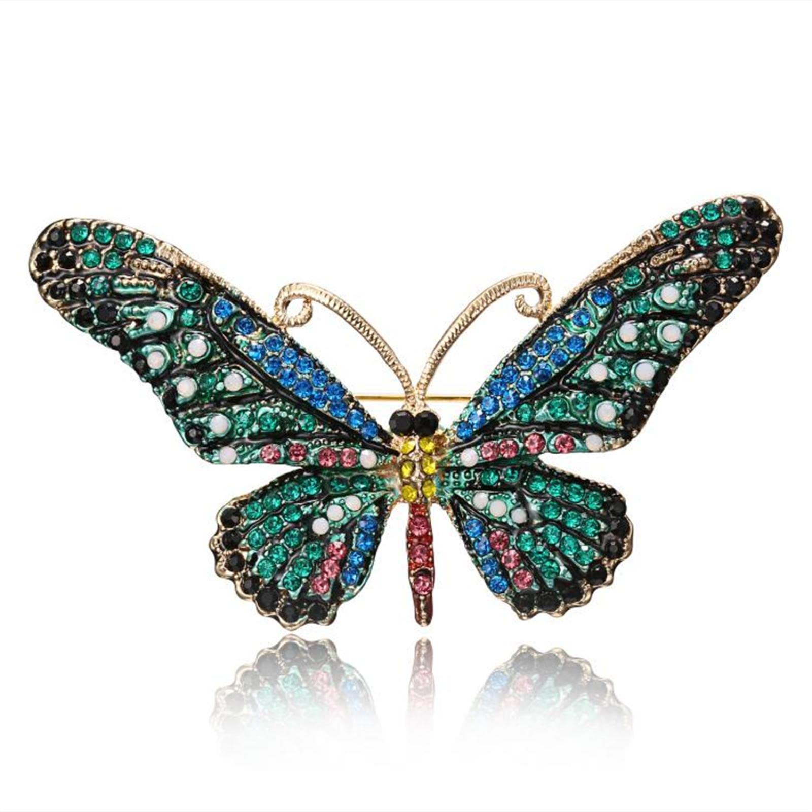 Elegant Crystal Rhinestone Butterfly Brooch Pin for Women - Vintage Insect Jewelry for Wedding, Party & Outerwear Accessories - Perfect for Bridal Bouquet, Blazer Lapel & Evening Dresses