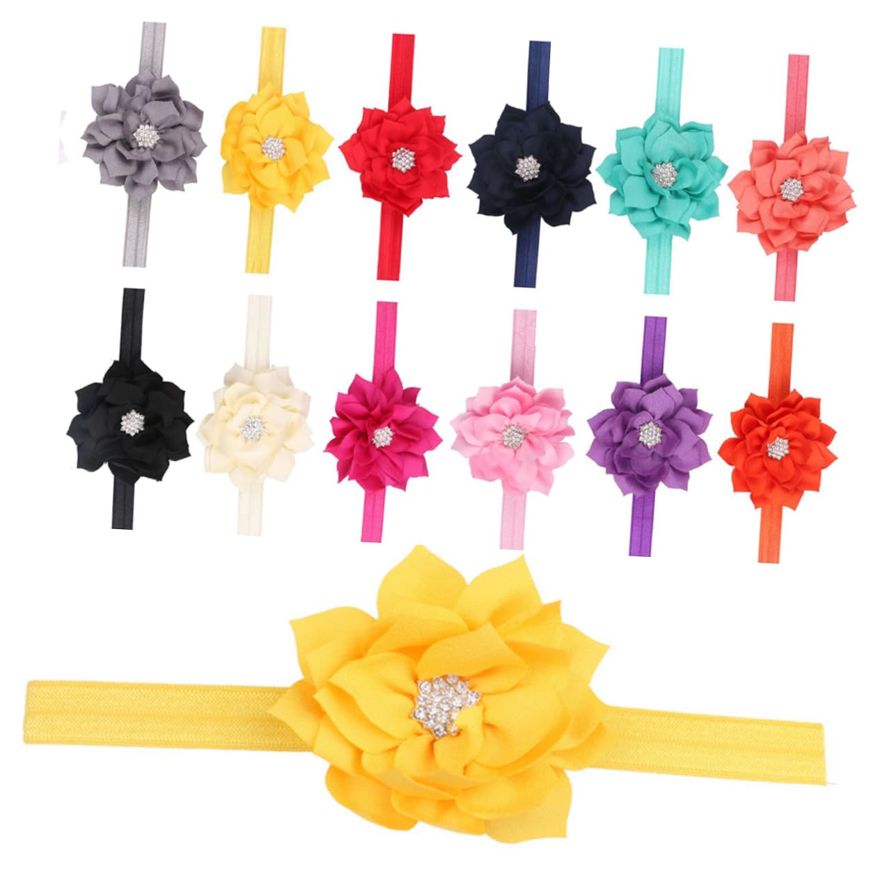 Beavorty 3 Sets Girls Hair Bands - Floral Baby Headbands with Bows, Stylish Hair Accessories for Toddlers, Newborns & Kids (12pcs x 3) - Perfect for Parties, Photos & Daily Wear
