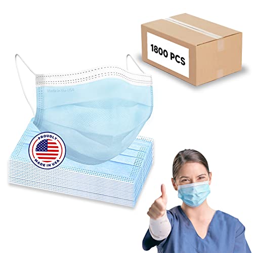 ASTM Level 3 Disposable Face Masks - 3-Ply Single Use Medical Masks with Comfort Ear Loops (50-Pack) - Made in USA - Ideal for Healthcare Workers, Office Use & Public Safety