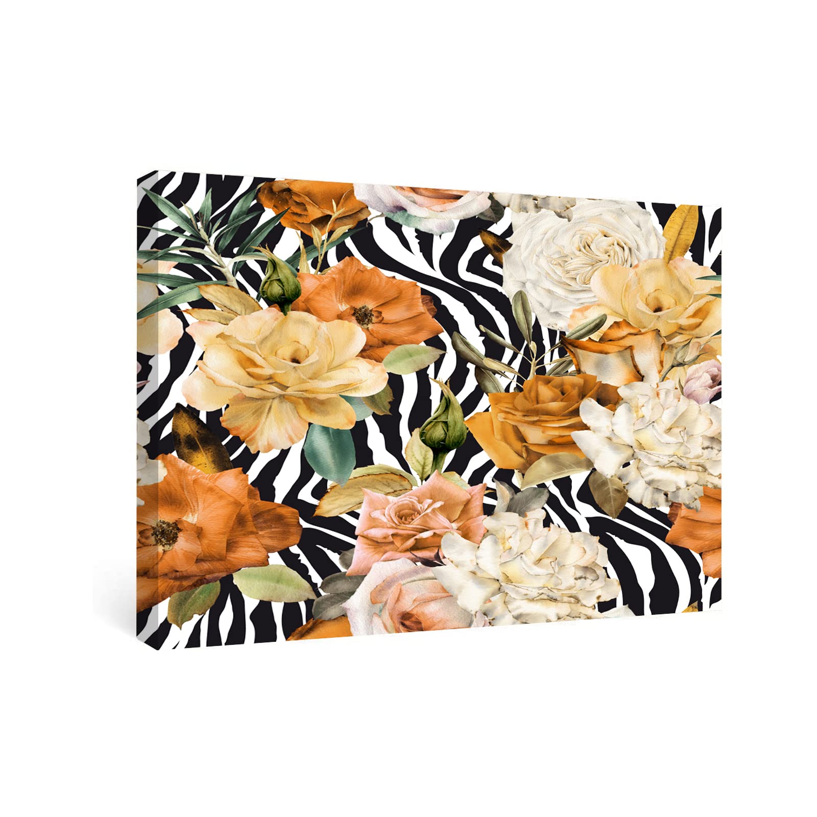 Tropical Floral Canvas Wall Art - Farmhouse Decor for Living Room & Kitchen - 8x12 Inch Framed, Ready to Hang