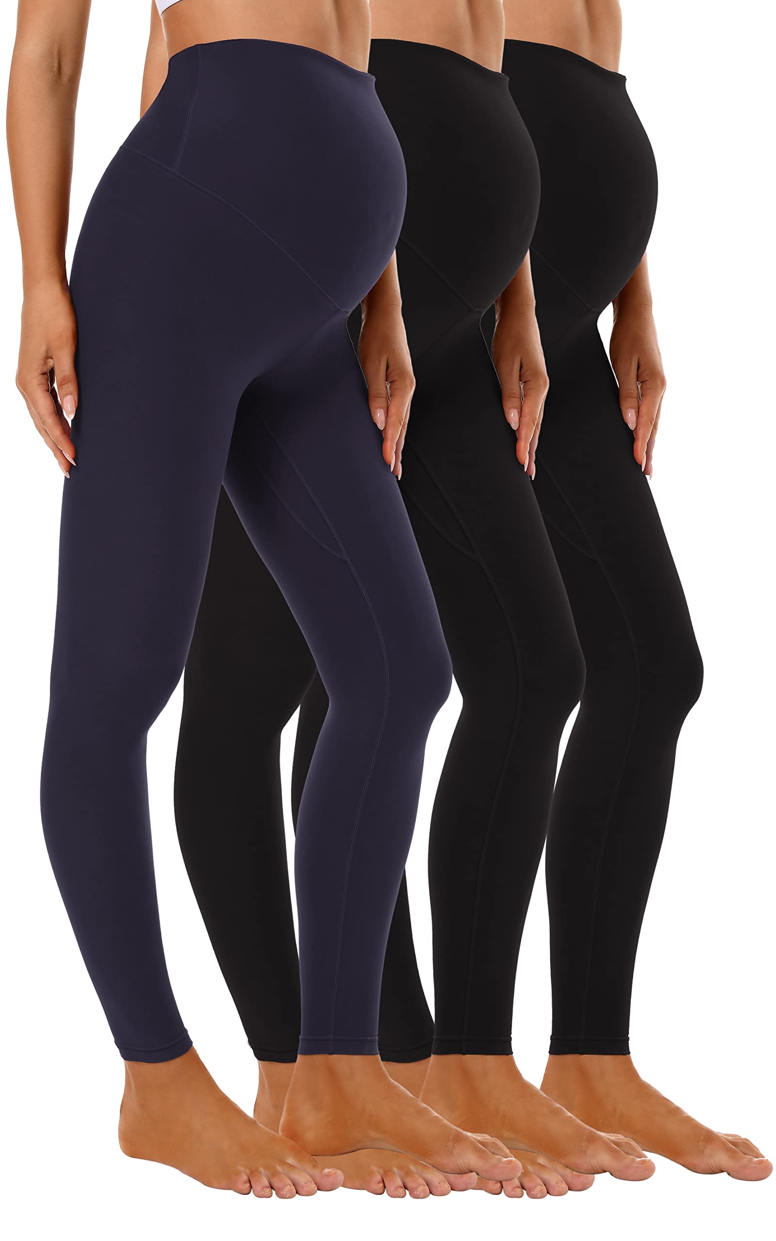 Foucome Women's Maternity Leggings - Over The Belly Pregnancy Yoga Pants for Workout & Athletic Wear - Comfortable Stretchy Activewear for Prenatal Exercise, Running, and Daily Use