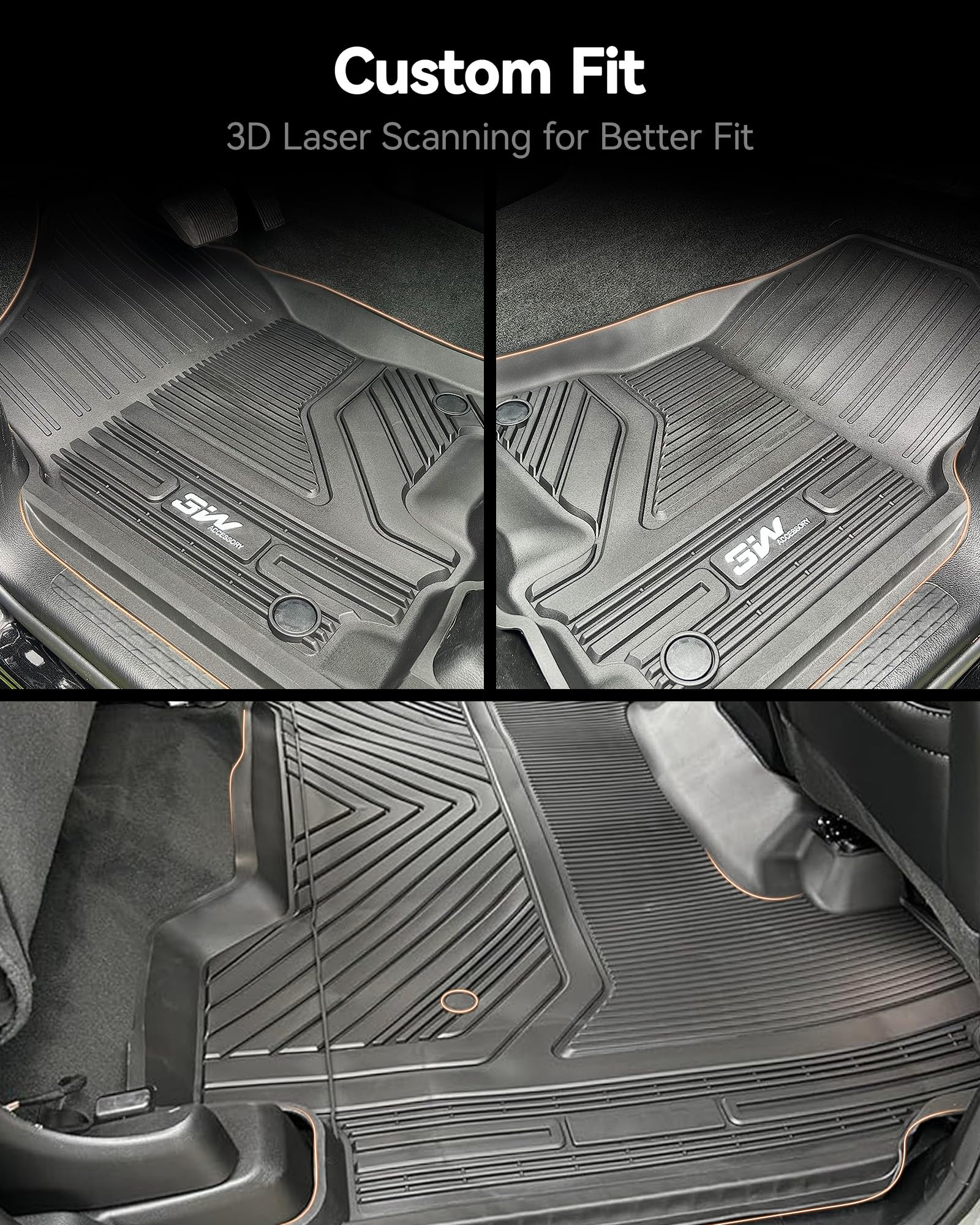 Custom Fit All-Weather TPE Floor Mats for 2019-2024 Dodge Ram 1500 Crew Cab (Excludes Classic Models) - 1st & 2nd Row Full Set Car Floor Liners | Durable Protection for Mud, Snow & Spills | Perfect for Off-Roading, Daily Commuting & Family Road Trips
