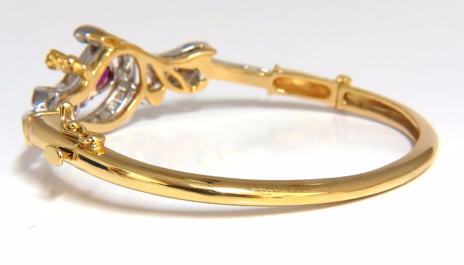 GIA Certified Natural Ruby & Fancy Color Diamond Bangle Bracelet - No Heat Treatment | Elegant Jewelry for Weddings, Anniversaries & Special Occasions