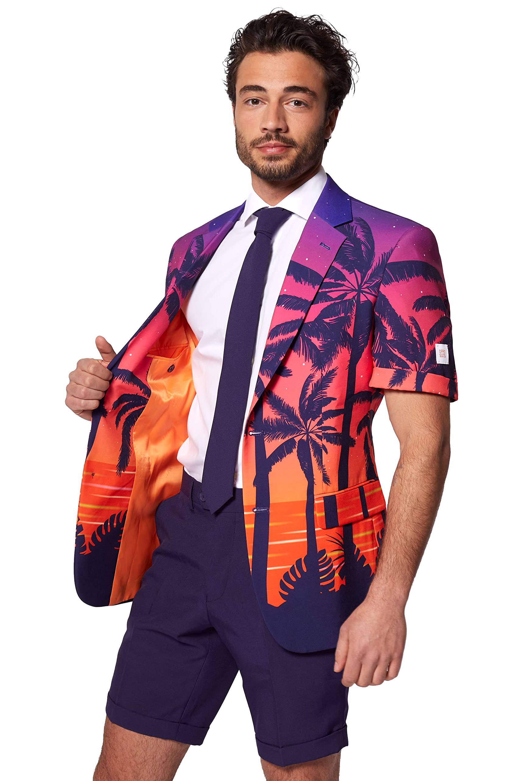 Opposuits Men's Summer Suit Outfit - Slim Fit Short Sleeve Blazer with Matching Shorts & Tie | Lightweight Formal Wear for Weddings, Parties & Summer Events