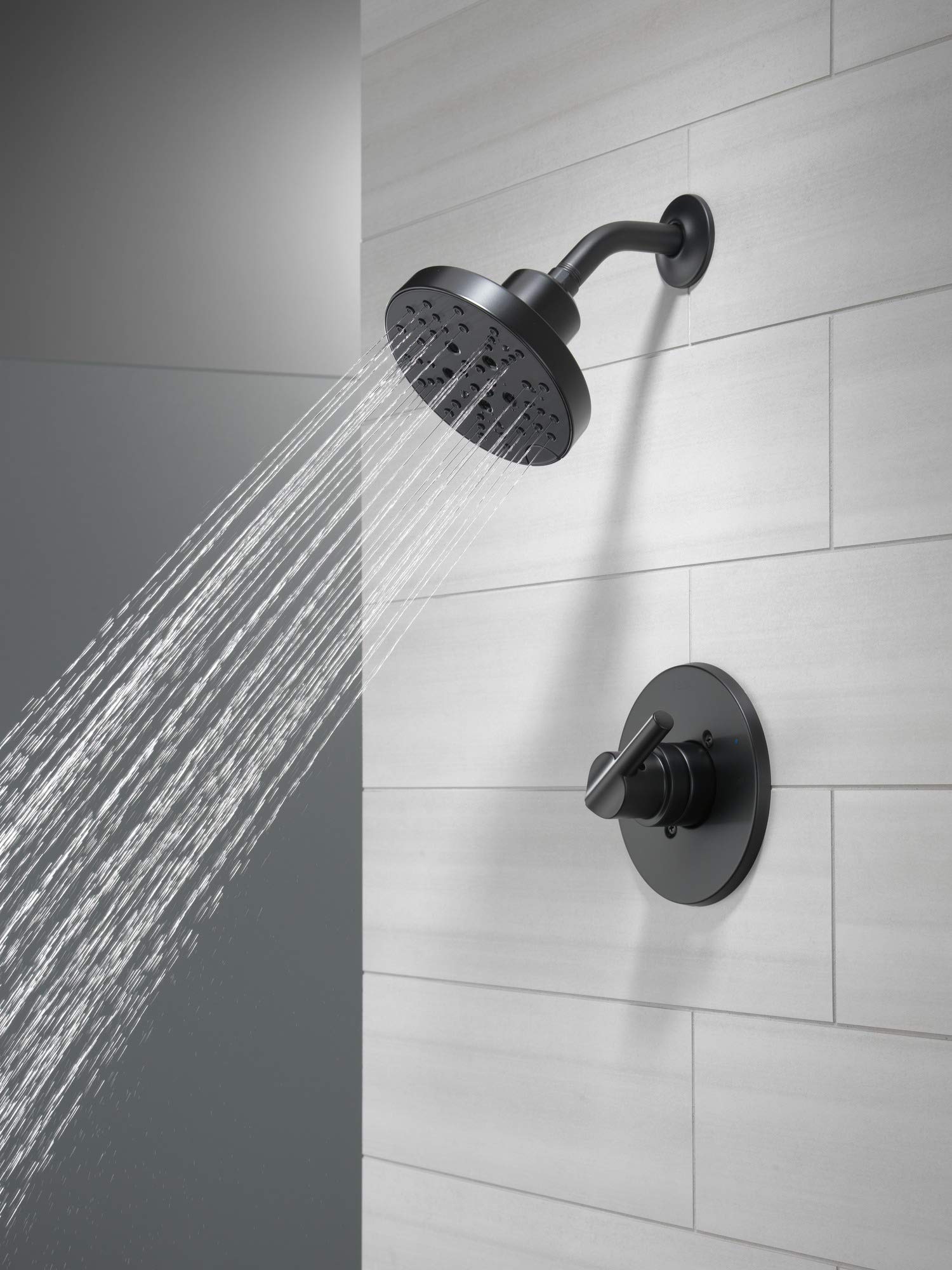 Delta Nicoli Widespread Bathroom Faucet 3-Hole & 14 Series Single-Handle Shower Faucet Set with H2Okinetic 5-Spray Shower Head - Matte Black 142749-BL (Includes Shower Valve) - Perfect for Modern Bathroom Renovations and Luxury Spa Experiences