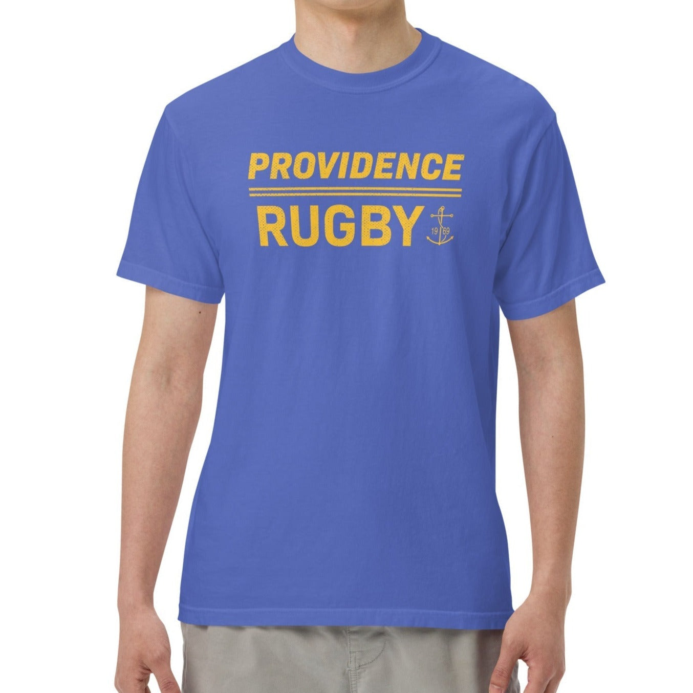 Providence RFC Garment Dyed Cotton T-Shirt for Men - Soft Vintage Washed Tee for Casual Wear, Street Style & Everyday Comfort