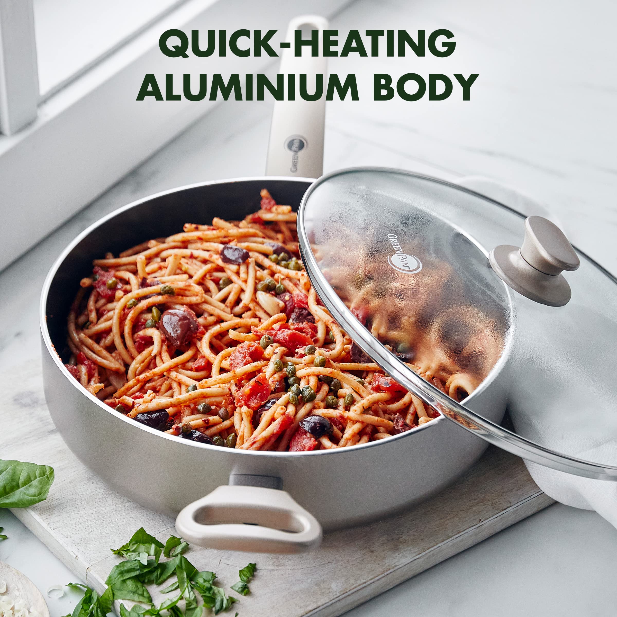 GreenPan CC000791-001 Cambridge 10-Inch Healthy Ceramic Nonstick Fry Pan - PFOA-Free, Induction Compatible, Oven & Dishwasher Safe Sauté Pan with Glass Lid - Bronze Cookware for Healthy Cooking & Frying at Home