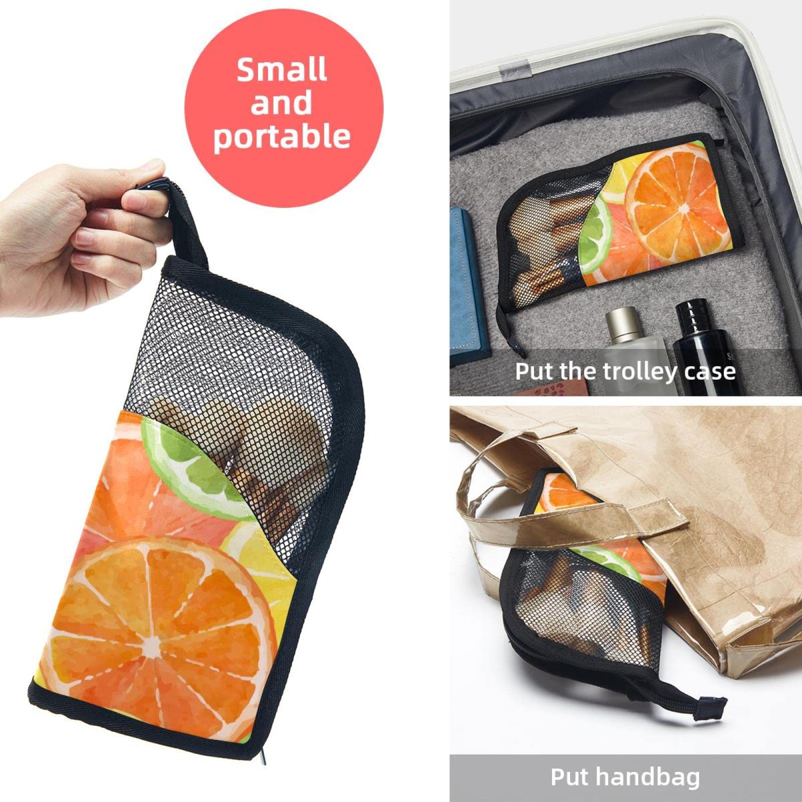 12-Piece Makeup Brush Organizer Bag Set with Watercolor Orange & Lemon Design - Portable Travel Cosmetic Brush Holder Case for Professional Makeup Artists & Beauty Enthusiasts - Perfect for Home, Travel, and Salon Use