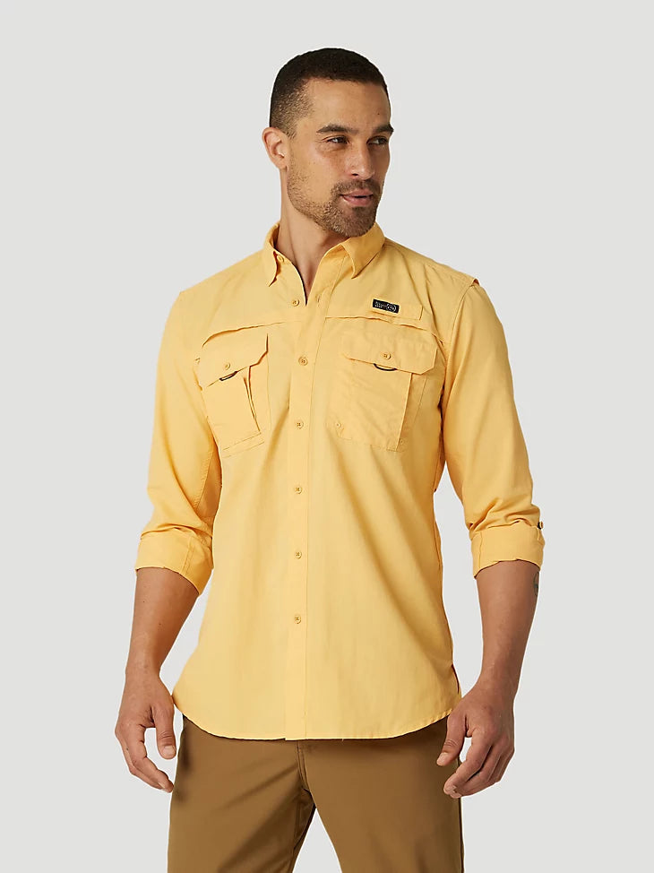 ATG By Wrangler™ Men's Long Sleeve Chamois Shirt - Durable Fishing & Outdoor Work Shirt for Hiking, Camping & Casual Wear