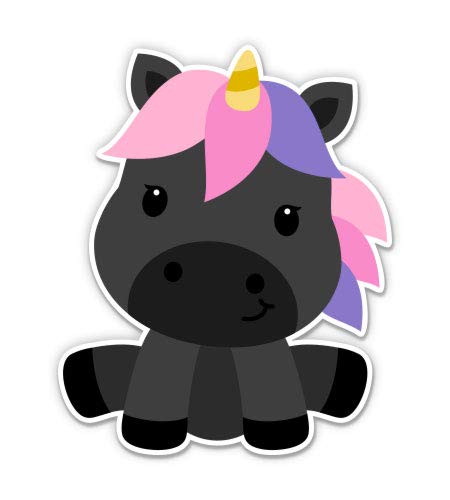 Black Unicorn Vinyl Sticker - 3 Inch Waterproof Decal for Car, Laptop, Water Bottle, Phone - Cute Kawaii Stickers for Kids Room, School Supplies & DIY Crafts