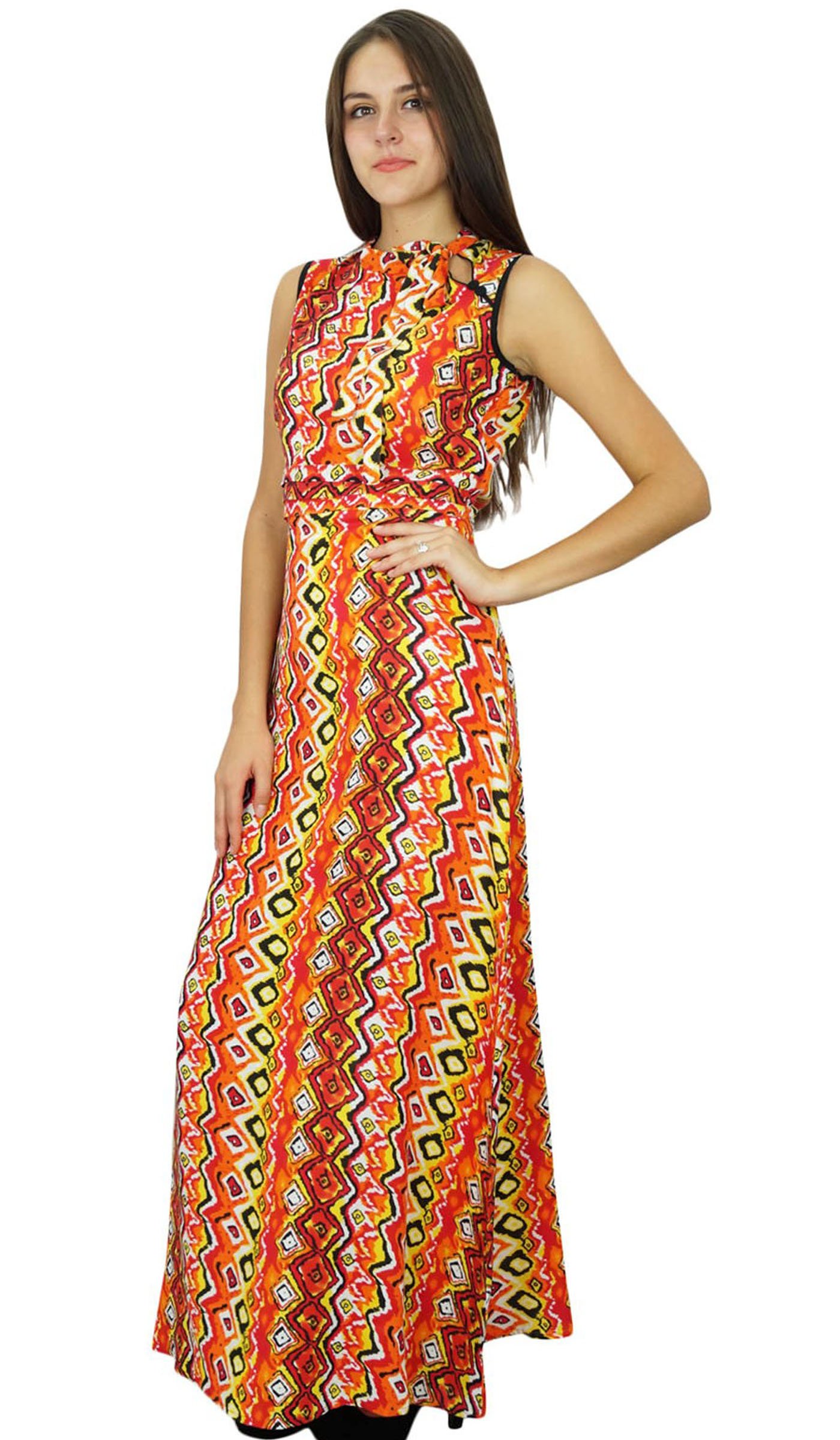 Bimba Women's Bohemian Maxi Dress - Summer Rayon Long Dress for Beach, Vacation & Casual Wear