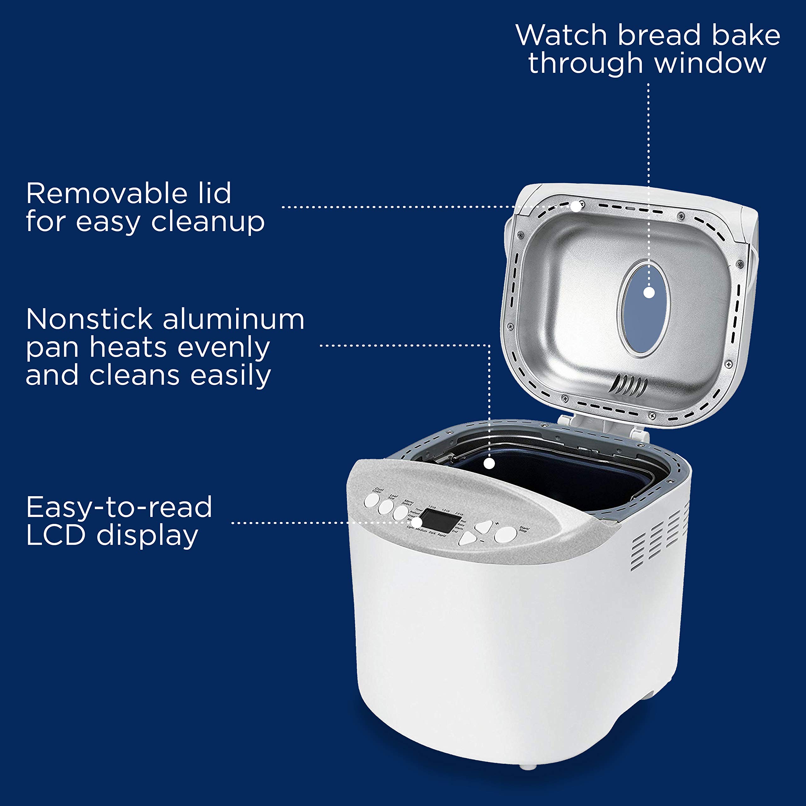 Oster Expressbake 2-Pound Bread Maker with Gluten-Free Setting - White (CKSTBR9050-NP) | Perfect for Homemade Bread, Artisan Loaves & Gluten-Free Baking