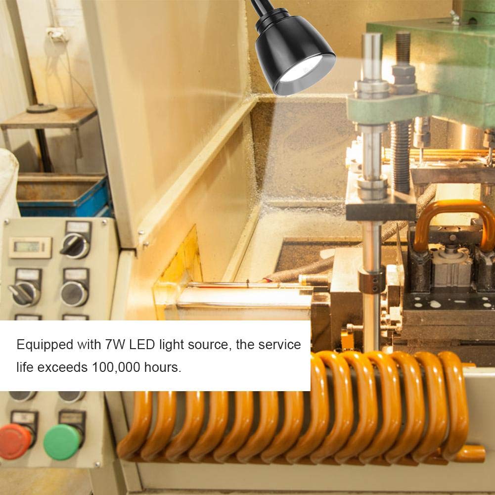 7W LED Workbench Light with Adjustable Gooseneck - Durable Machine Tool Lighting for CNC Lathe, Milling & Industrial Workspaces - Perfect for Garages, Workshops & DIY Projects