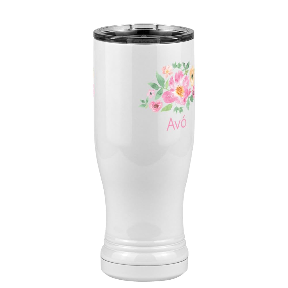 Avó Flowers Tumbler - 14oz Stainless Steel Vacuum Insulated Pilsner Glass with Lid - White Polar Camel Design - Perfect for Beer, Cocktails & Iced Drinks at Home, Parties or Outdoor Events