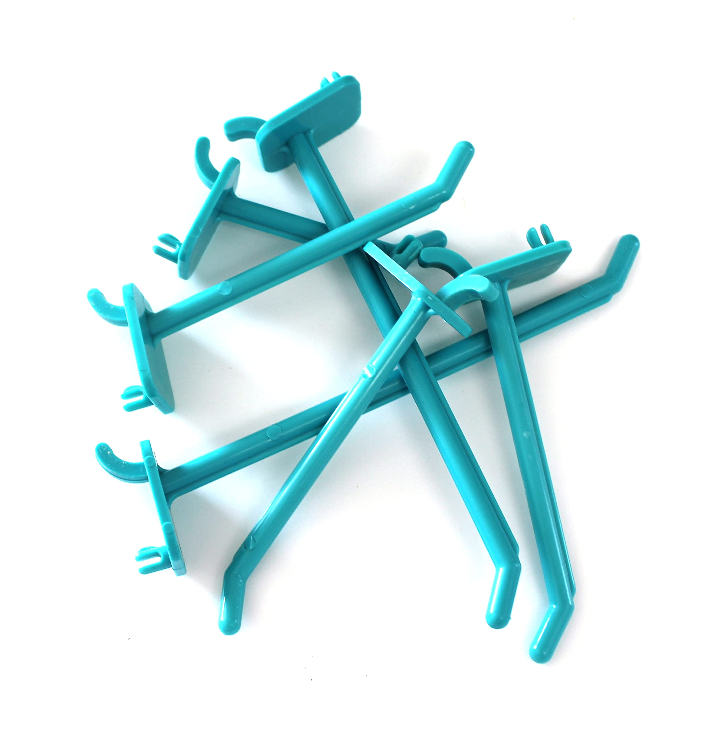 JSP Manufacturing 4 Inch Teal Plastic Pegboard Hooks - Heavy Duty Garage Storage, Tool Organization, Jewelry & Craft Display (Pack of 100) - Perfect for Workshop, Retail Displays & DIY Projects